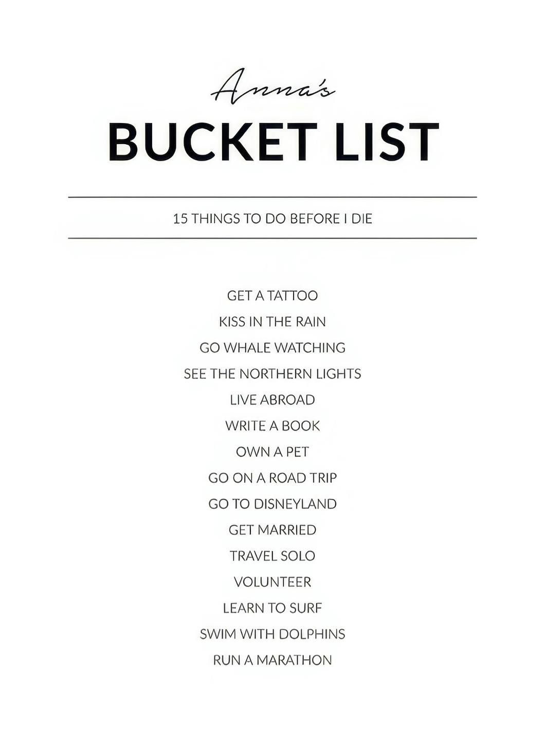 Bucket List Personal Poster (50x70 cm) - Gepersonaliseerde posters
