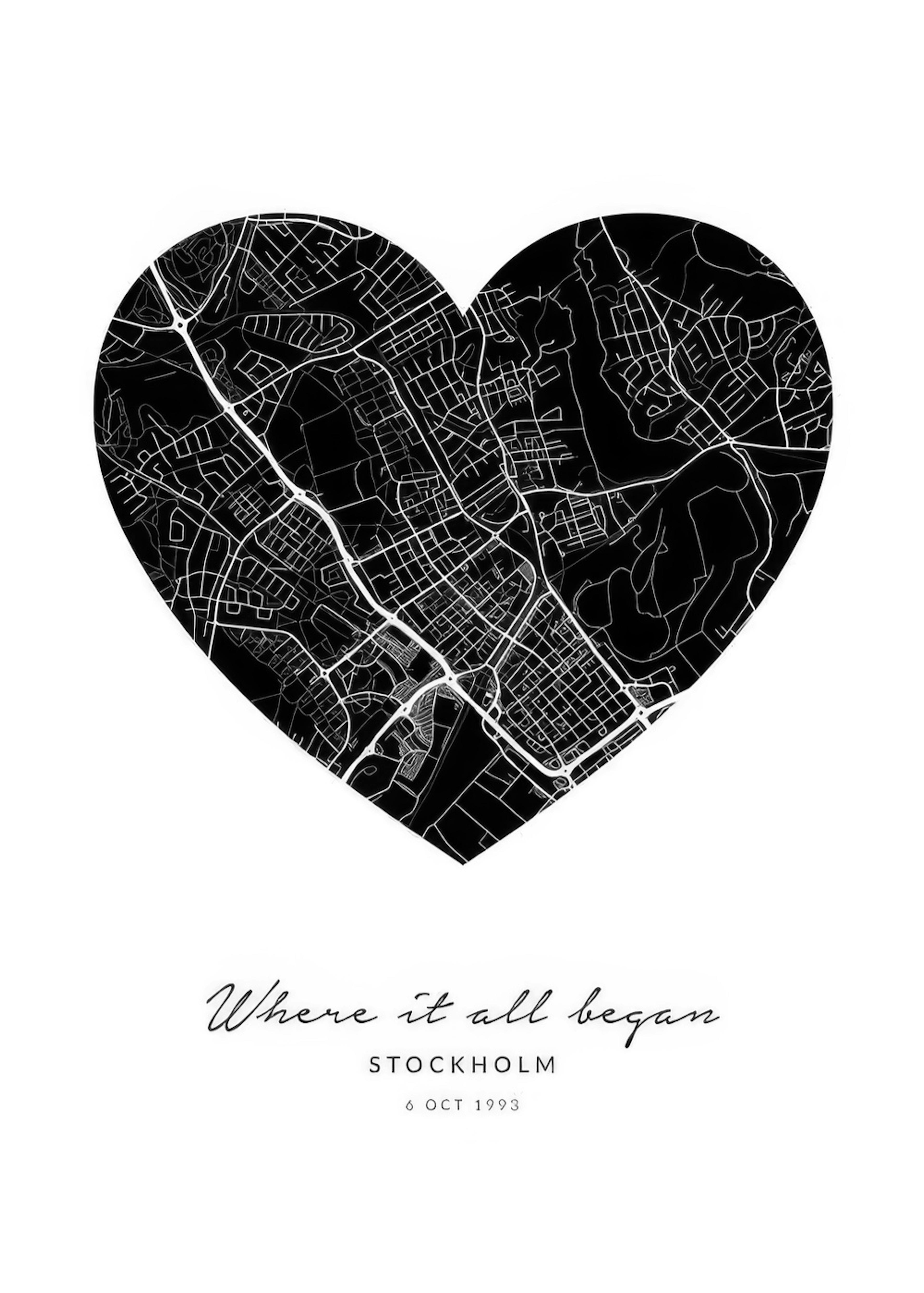 Heart Map Black Personal Poster 0