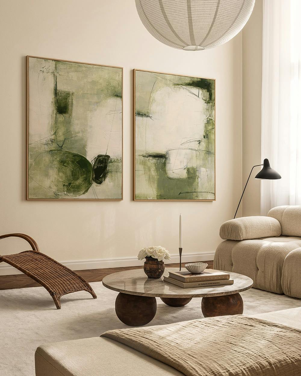 Abstract Greens bilderwand (ONE SIZE)