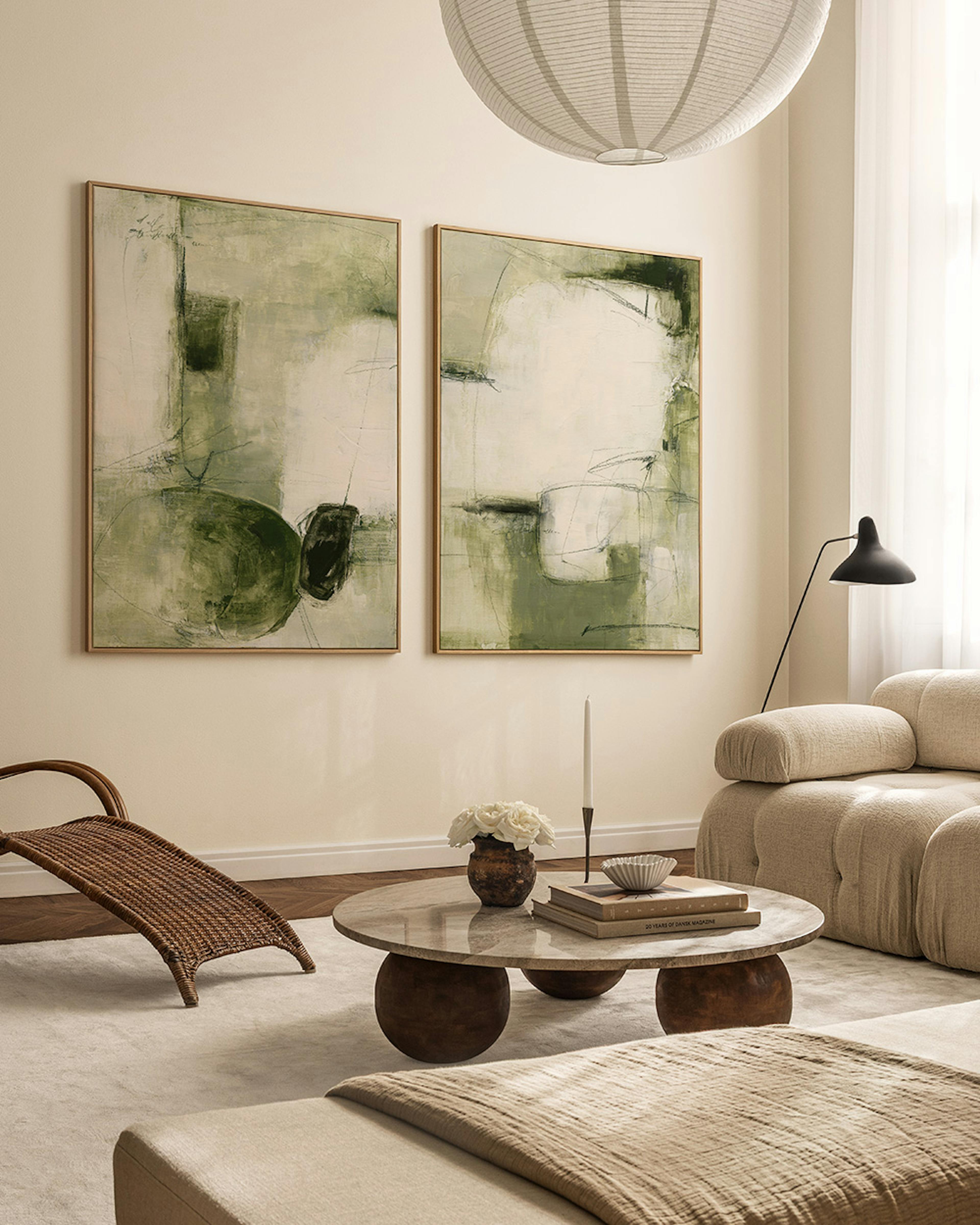 Abstract Greens parede de quadros