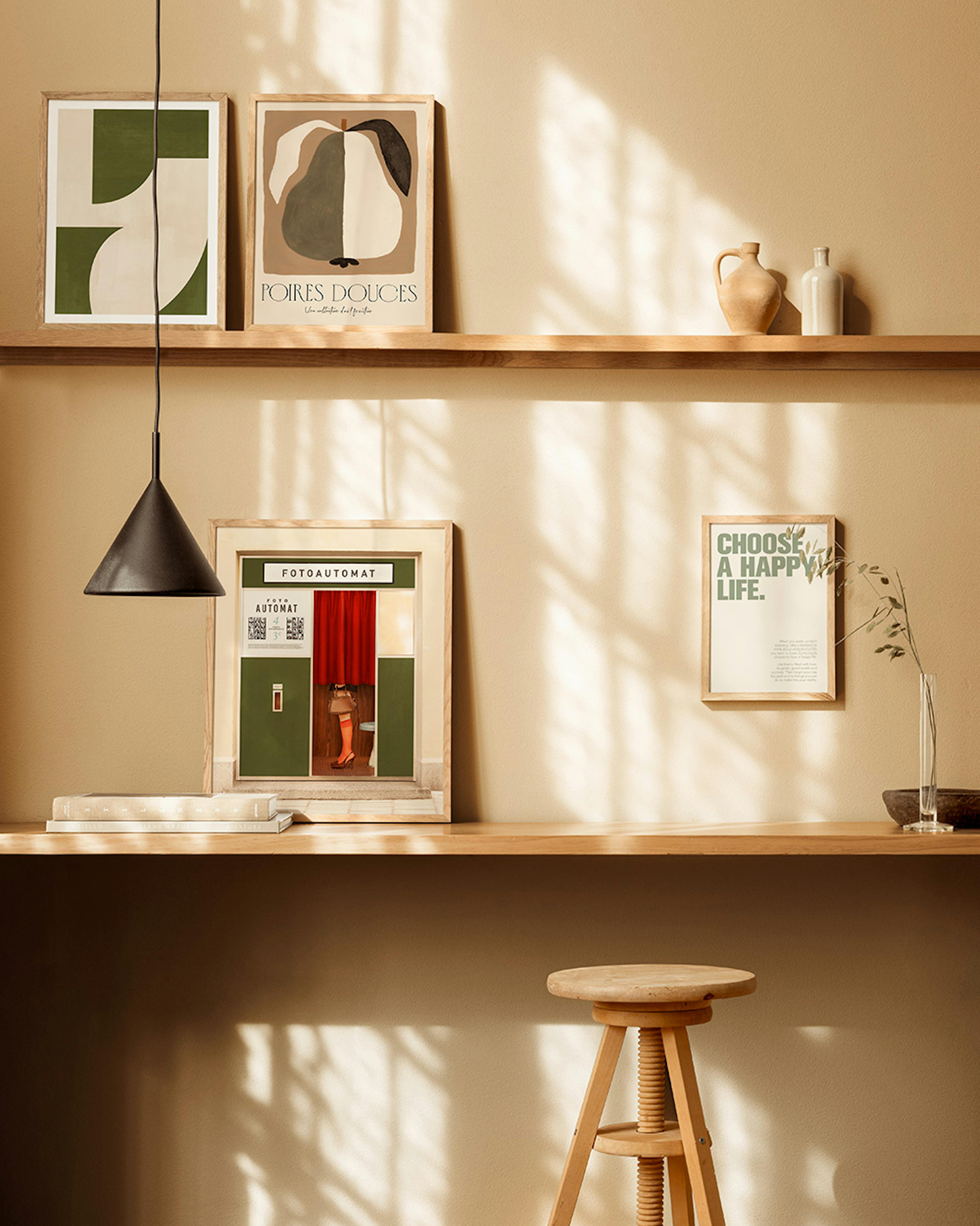 Serene Workspace gallery wall