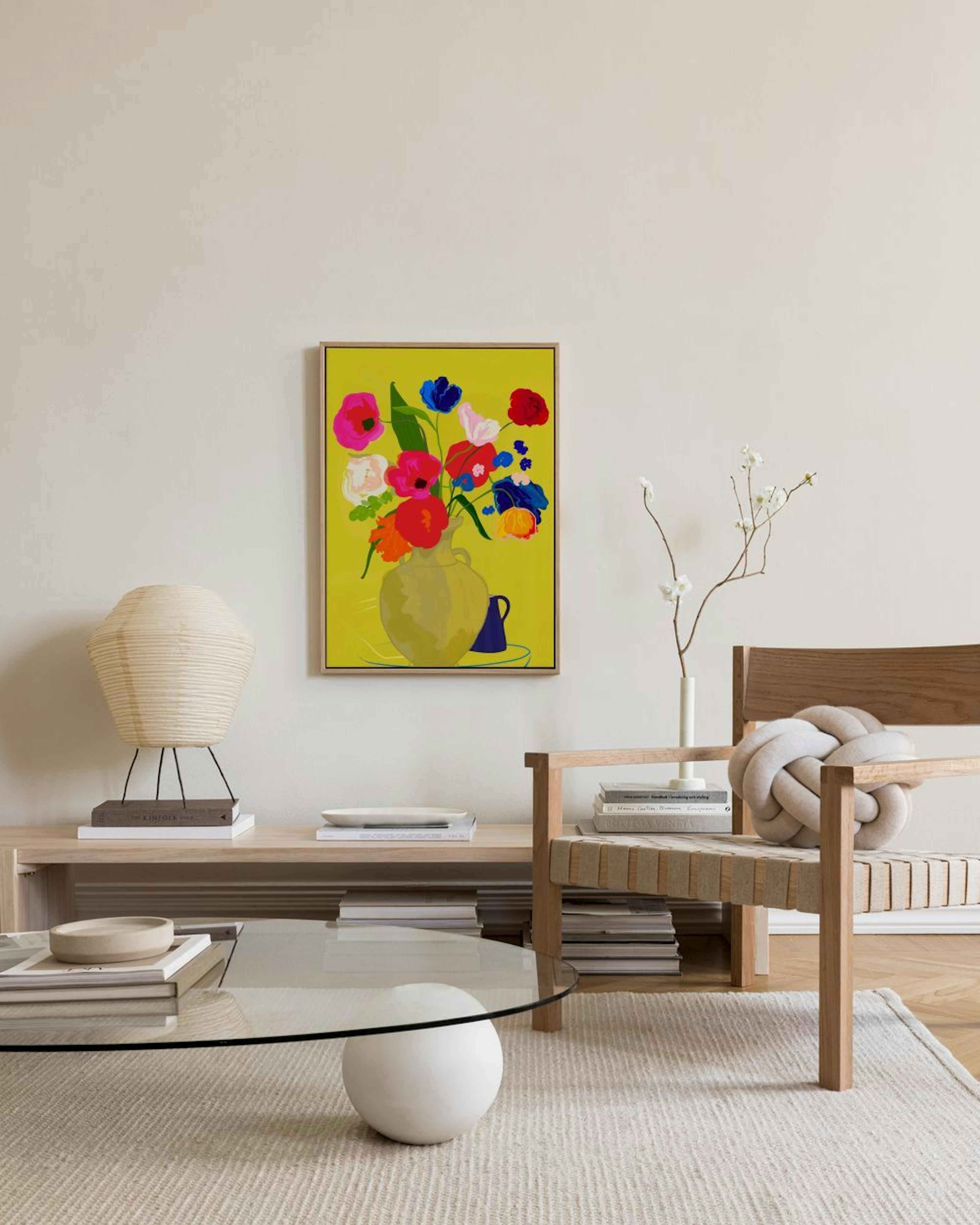 Rachel Joanis - Vase With Flower in Gold Leinwandbild