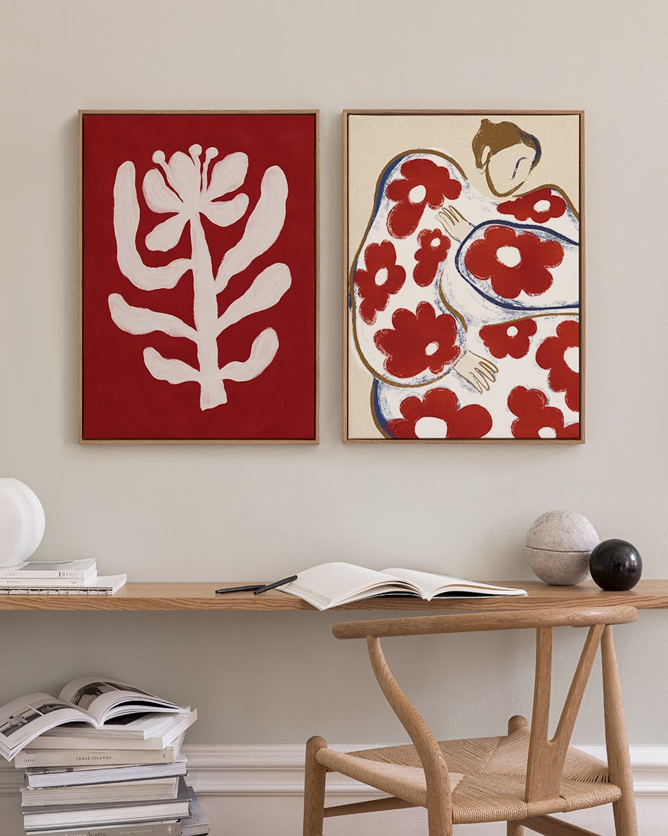 Canvas Prints Red Florals Canvas Duo (50x70 cm)