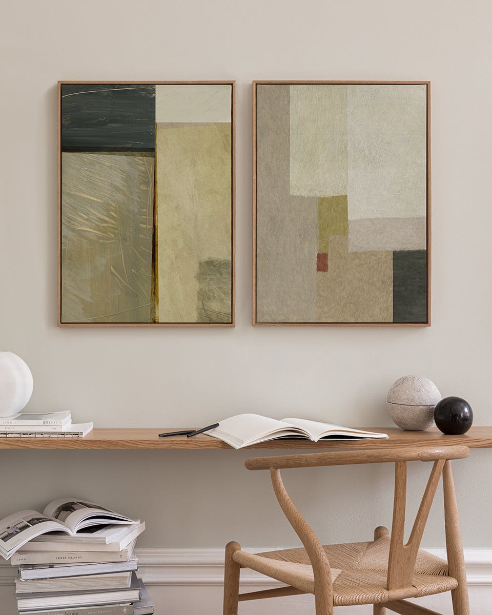 Squared Abstract Canvas Duo (30x40 cm - Fotolijst Zwart)