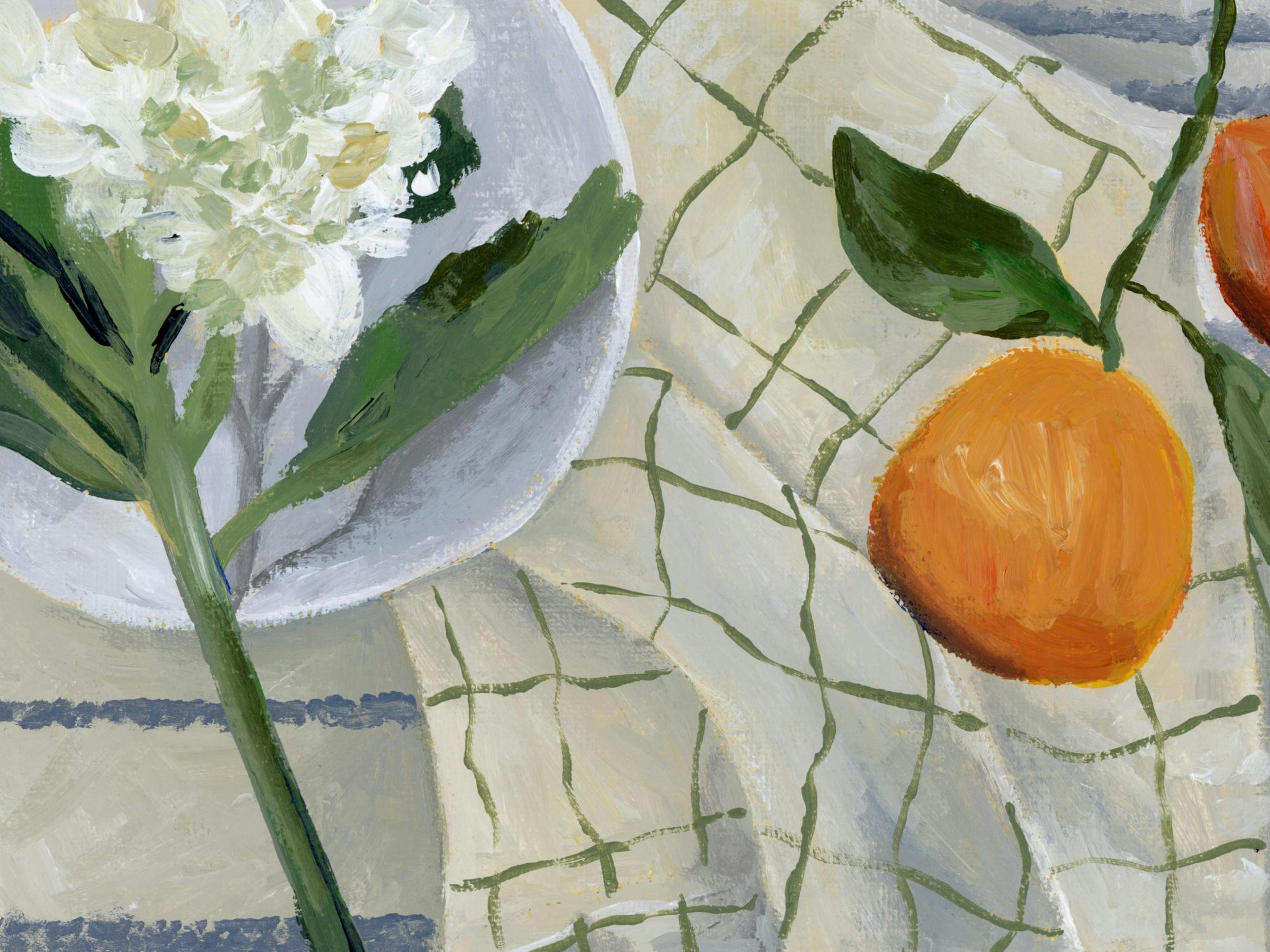 Lauren Bencivengo - Orange and Hydrangea Print