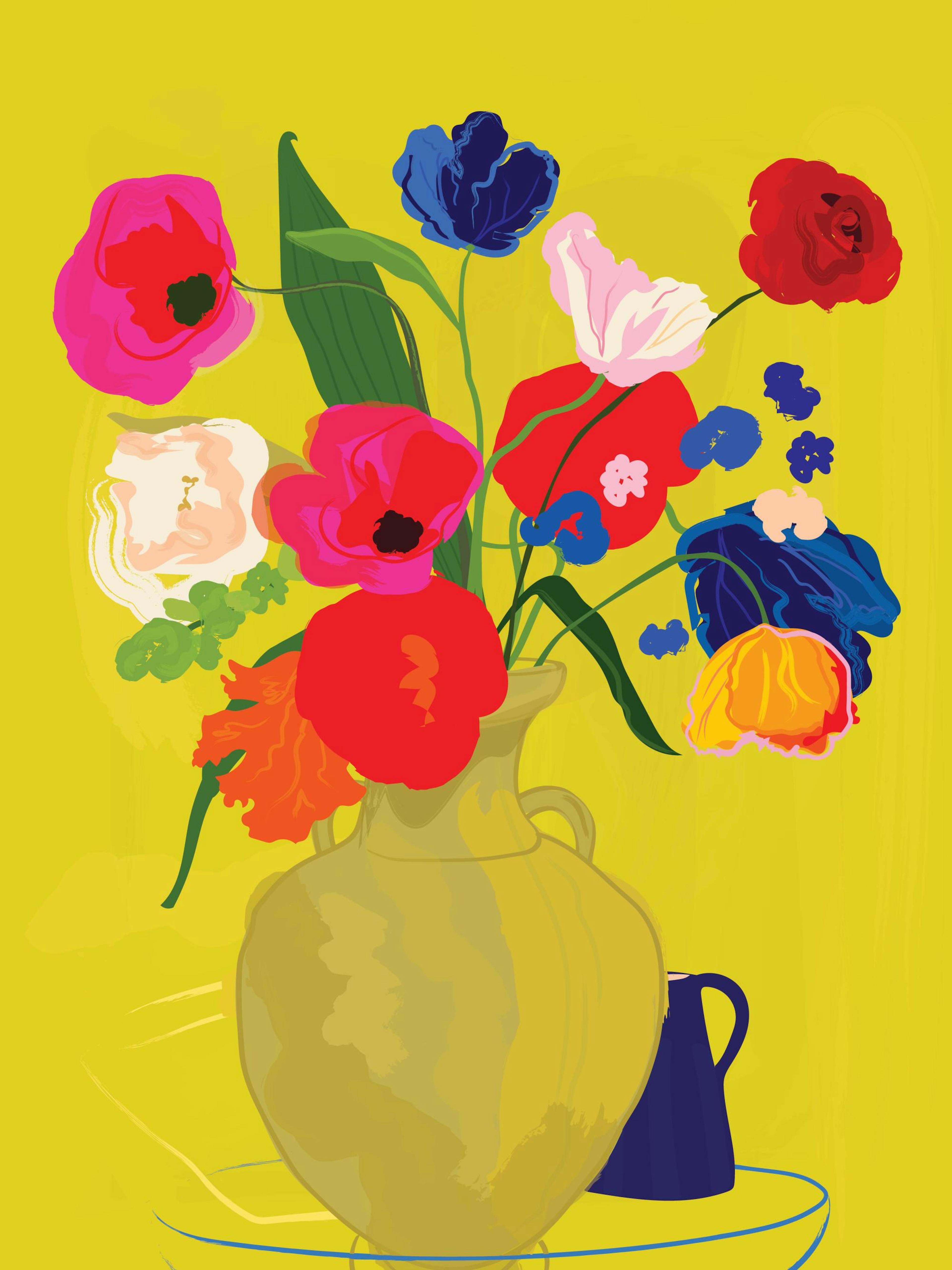 Rachel Joanis - Vase With Flower in Gold Juliste
