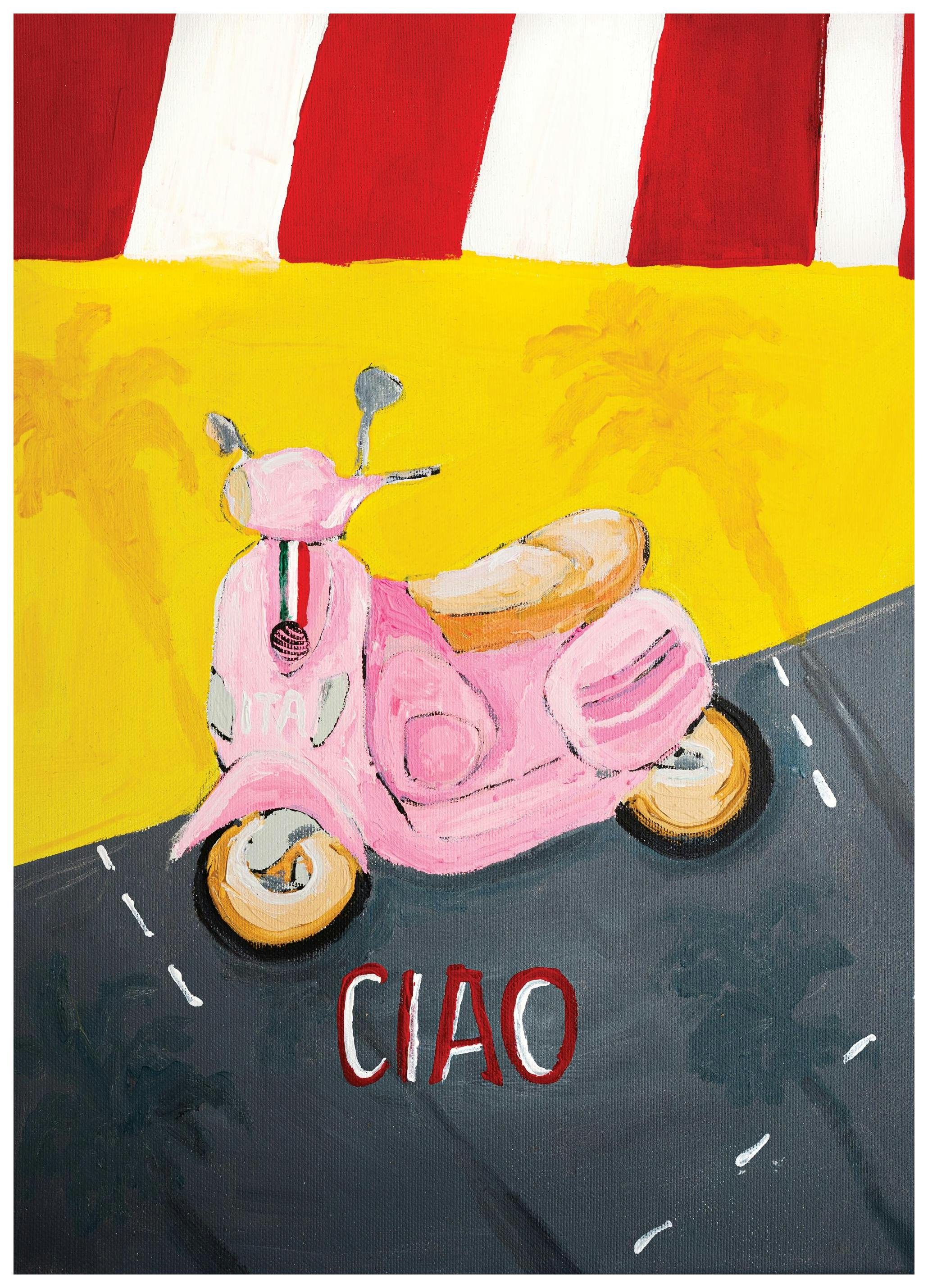 Karolina Mila - Pink Vespa Affiche (30x40 cm) - Karolina Mila