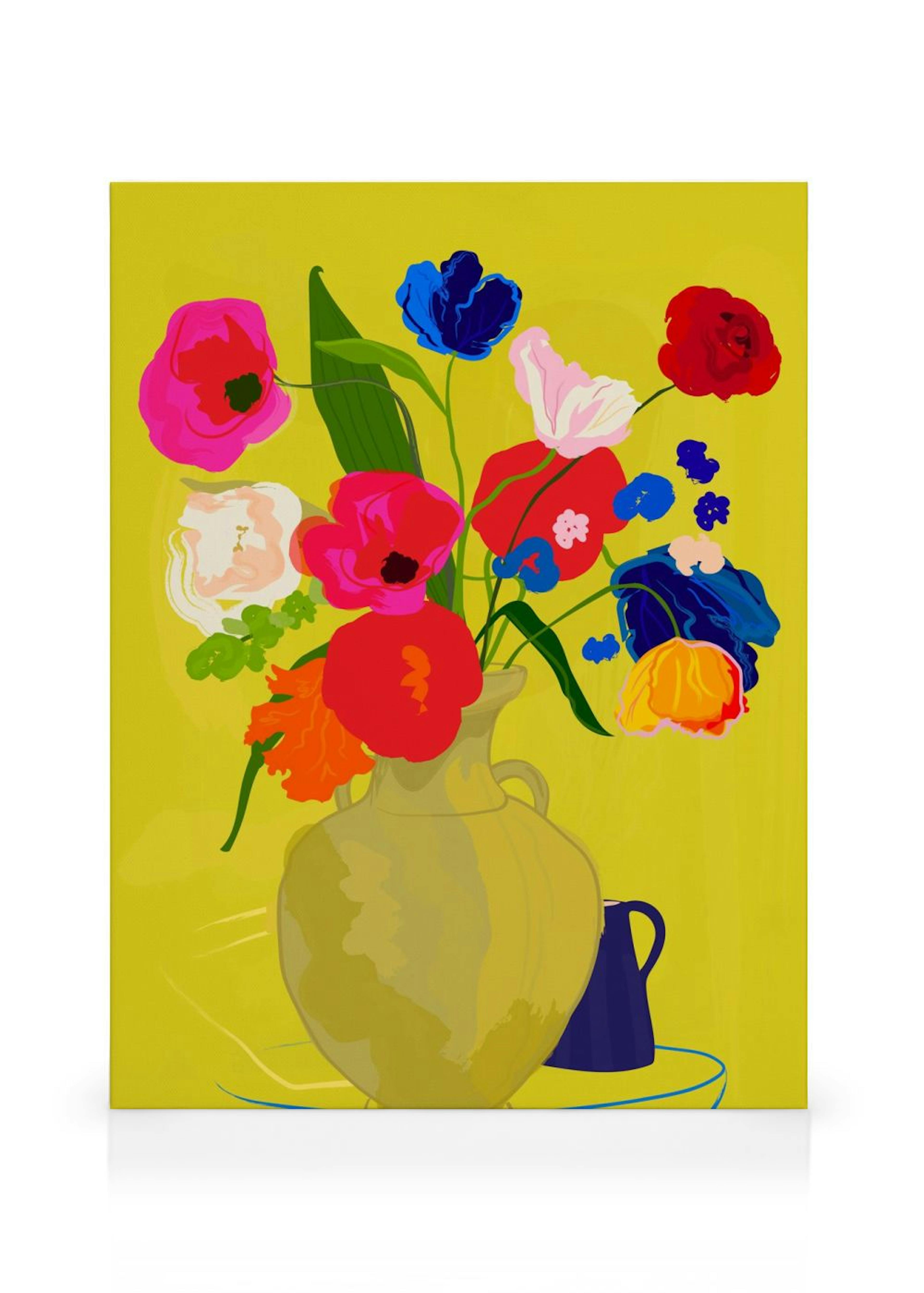 Rachel Joanis - Vase With Flower in Gold Leinwandbild