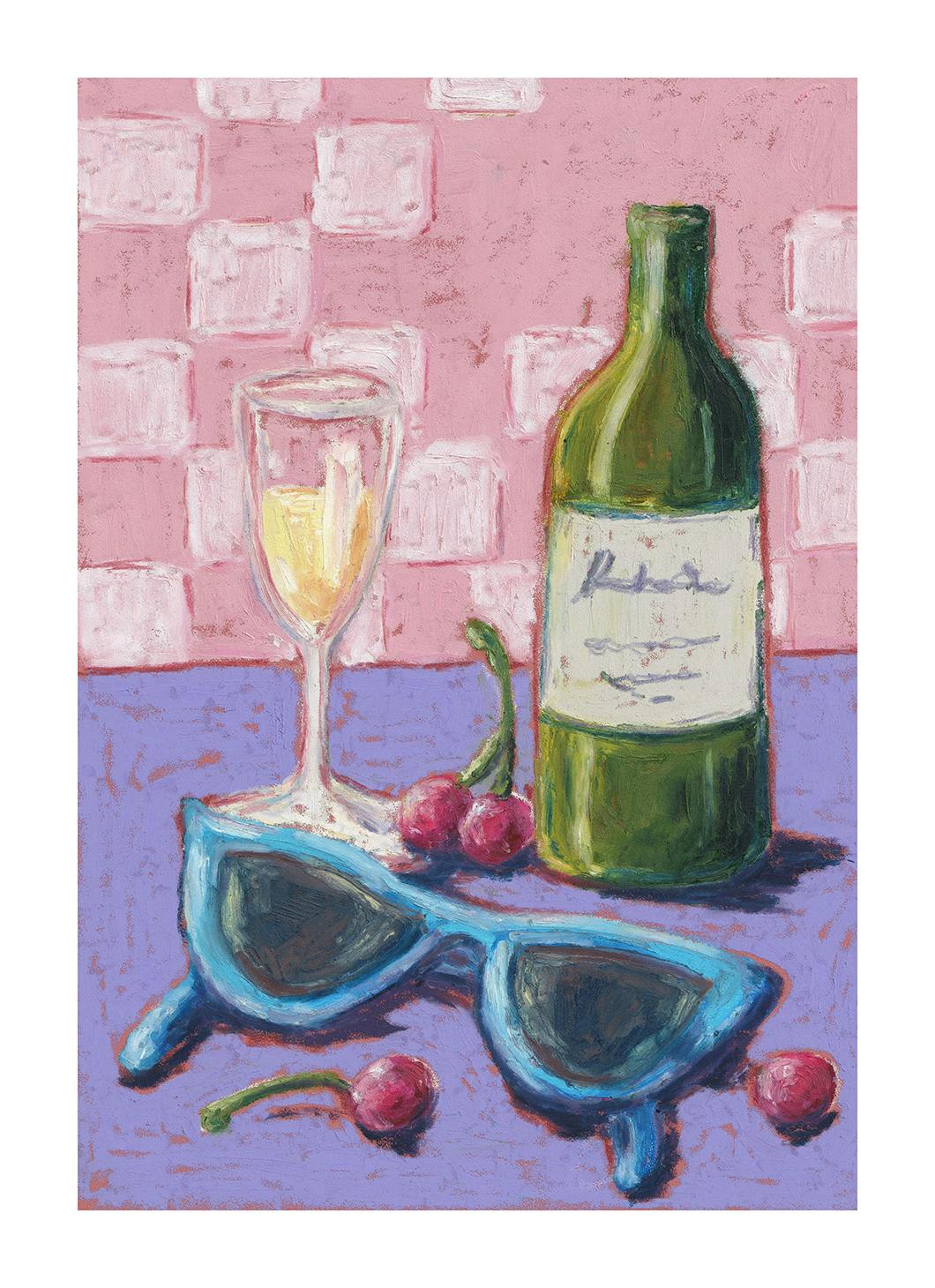 Hannah Durham - Sunglasses and Wine Print (50x70 cm)