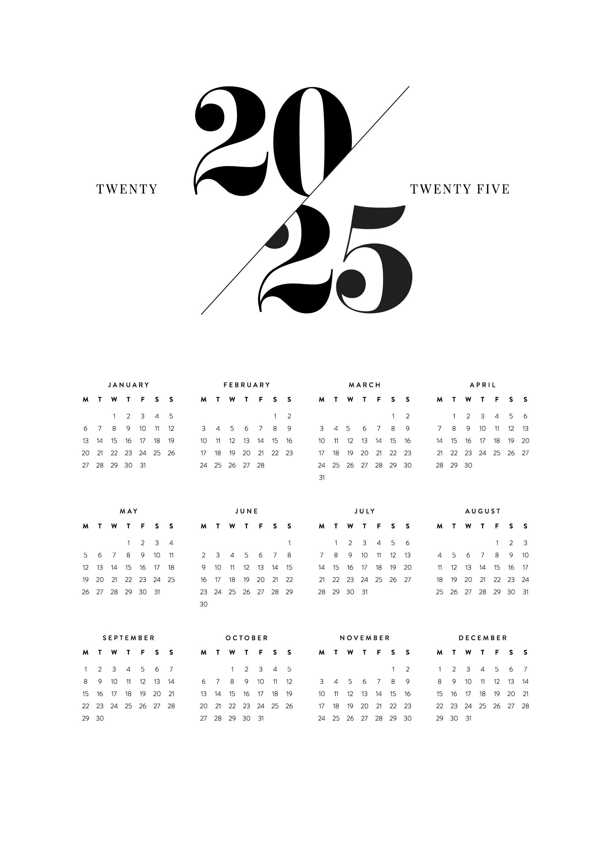 Calendar 2025 Poster (30x40 cm) -  Wandkalender 2025