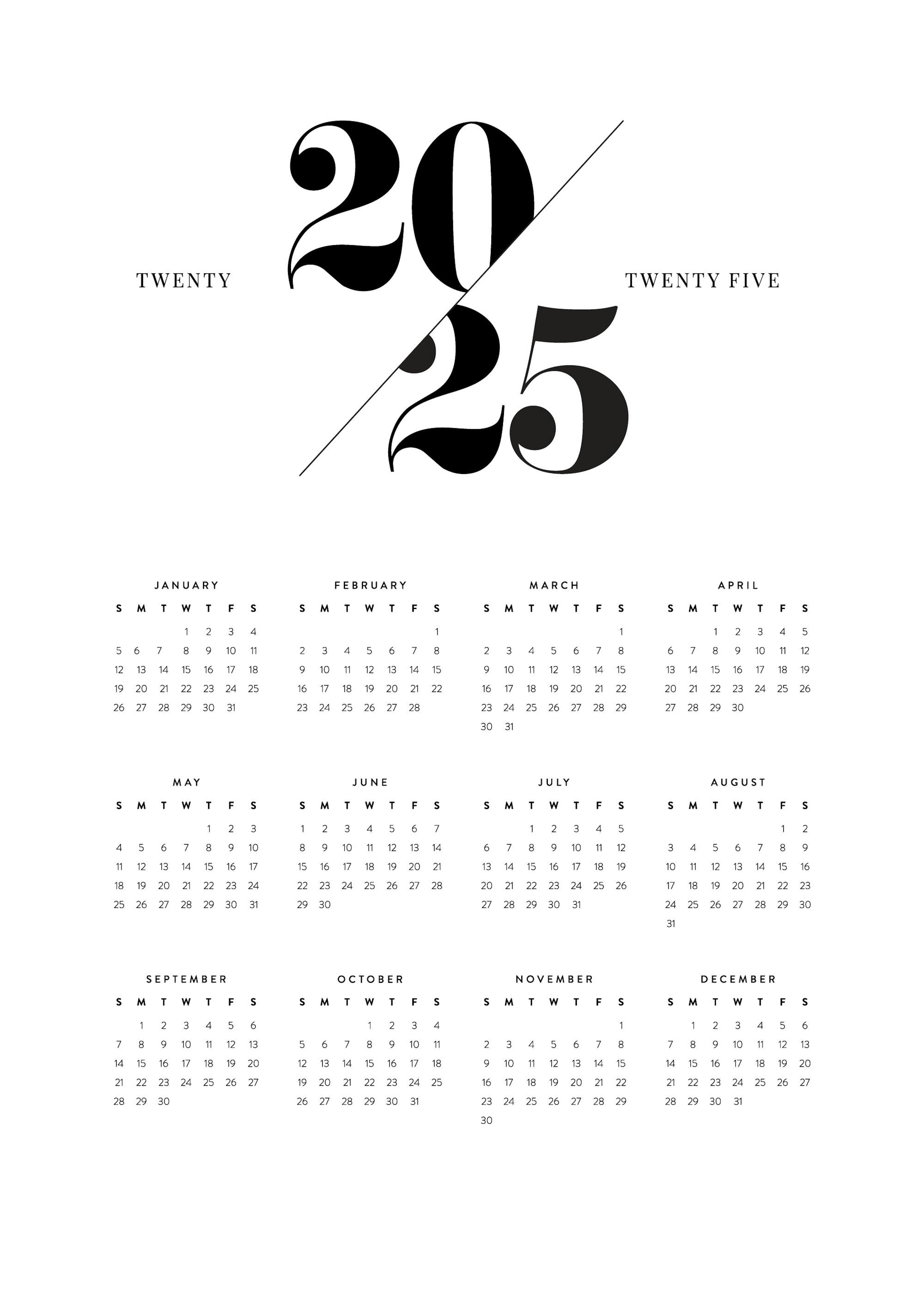 Calendar 2025 US Print 0