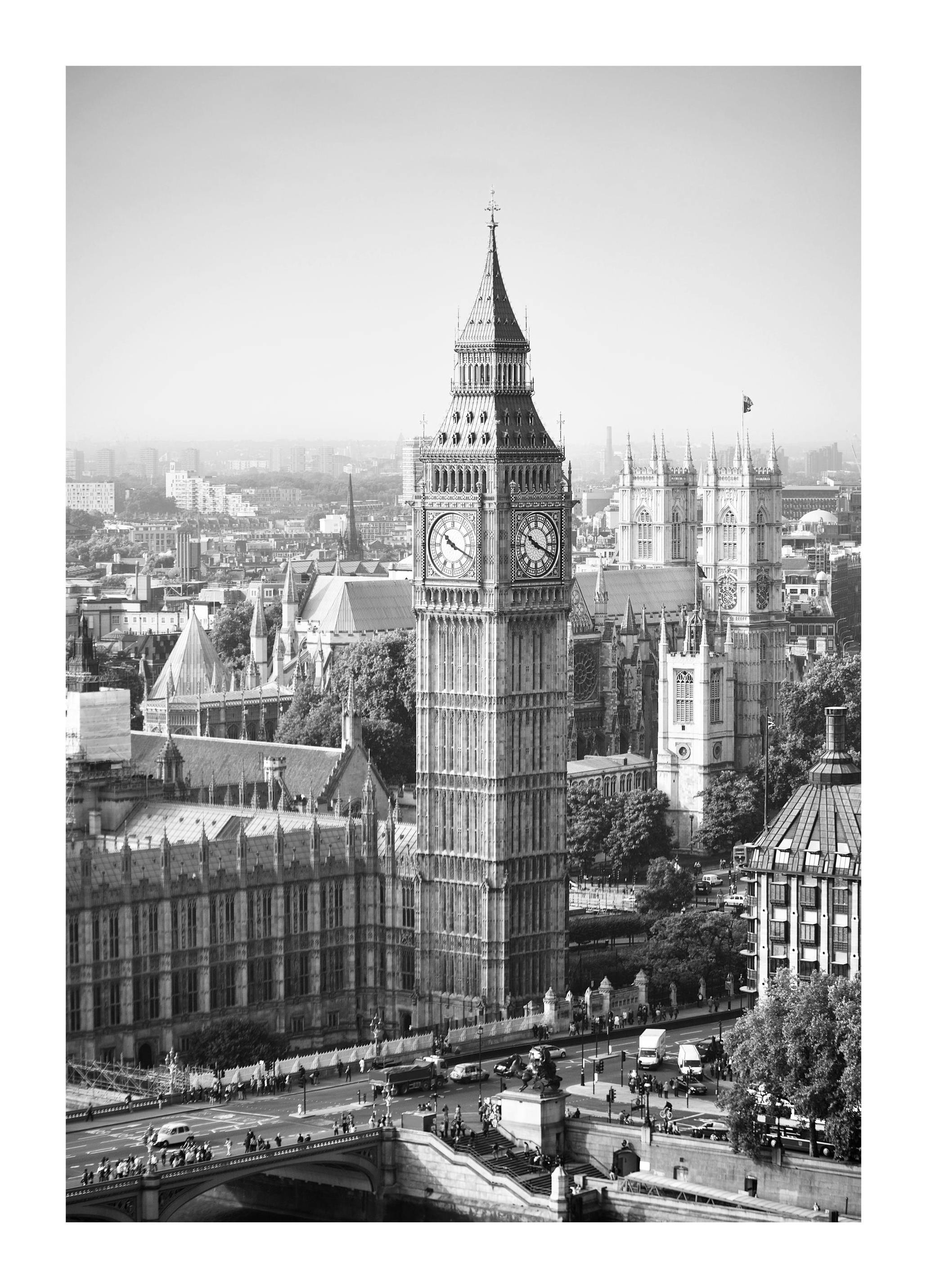 Big Ben, Poster (50x70 cm) - Zwart wit posters