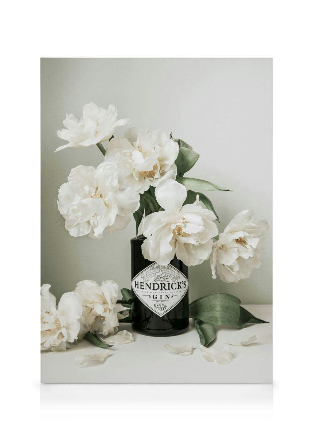 Canvas Schilderijen Flowers and Gin Canvas (50x70 cm - Fotolijst Eiken)