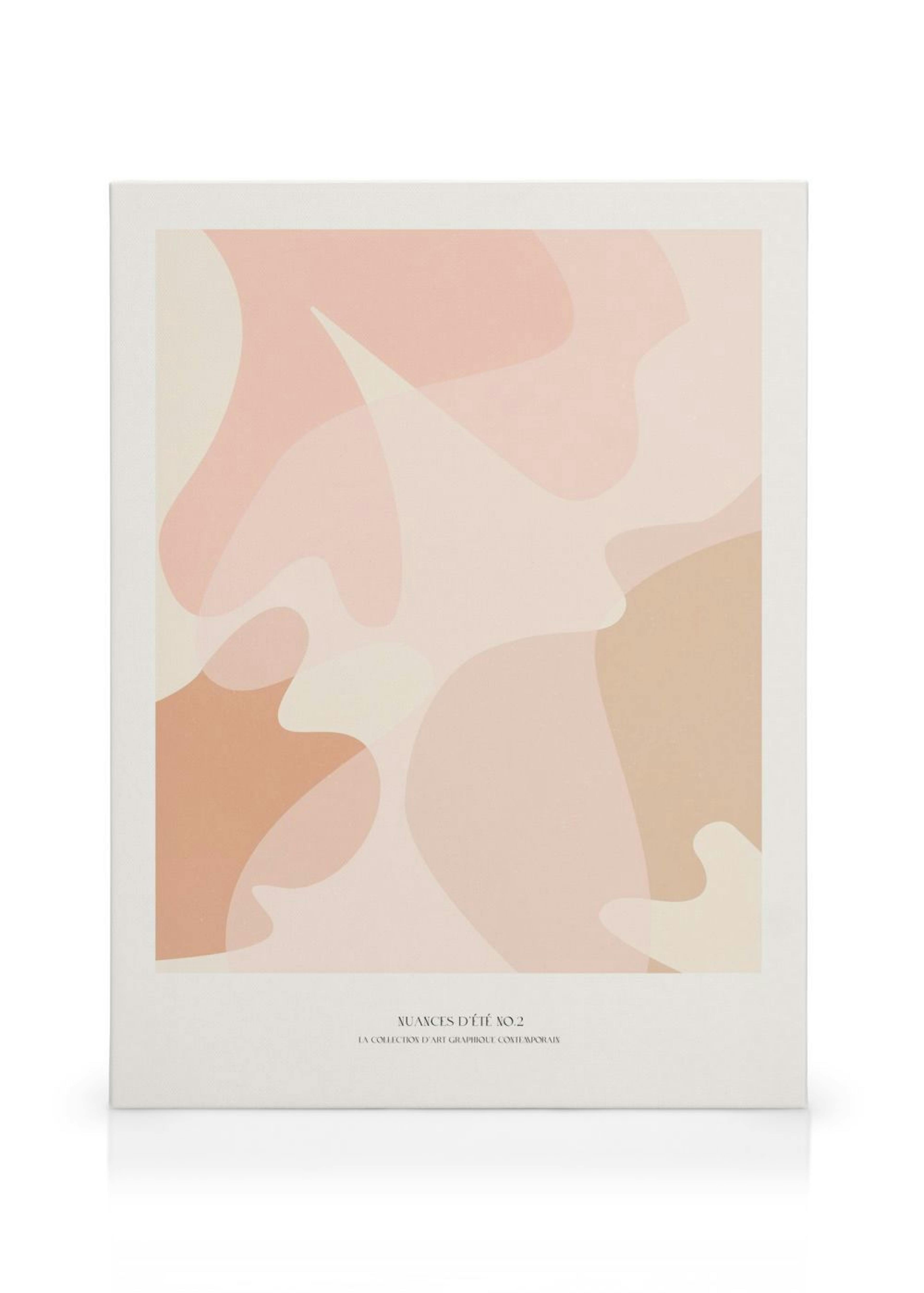 Leinwandbild mit pastellfarbenen, organischen Formen in Rosé-, Beige- und Cremetönen auf hellem Hintergrund.