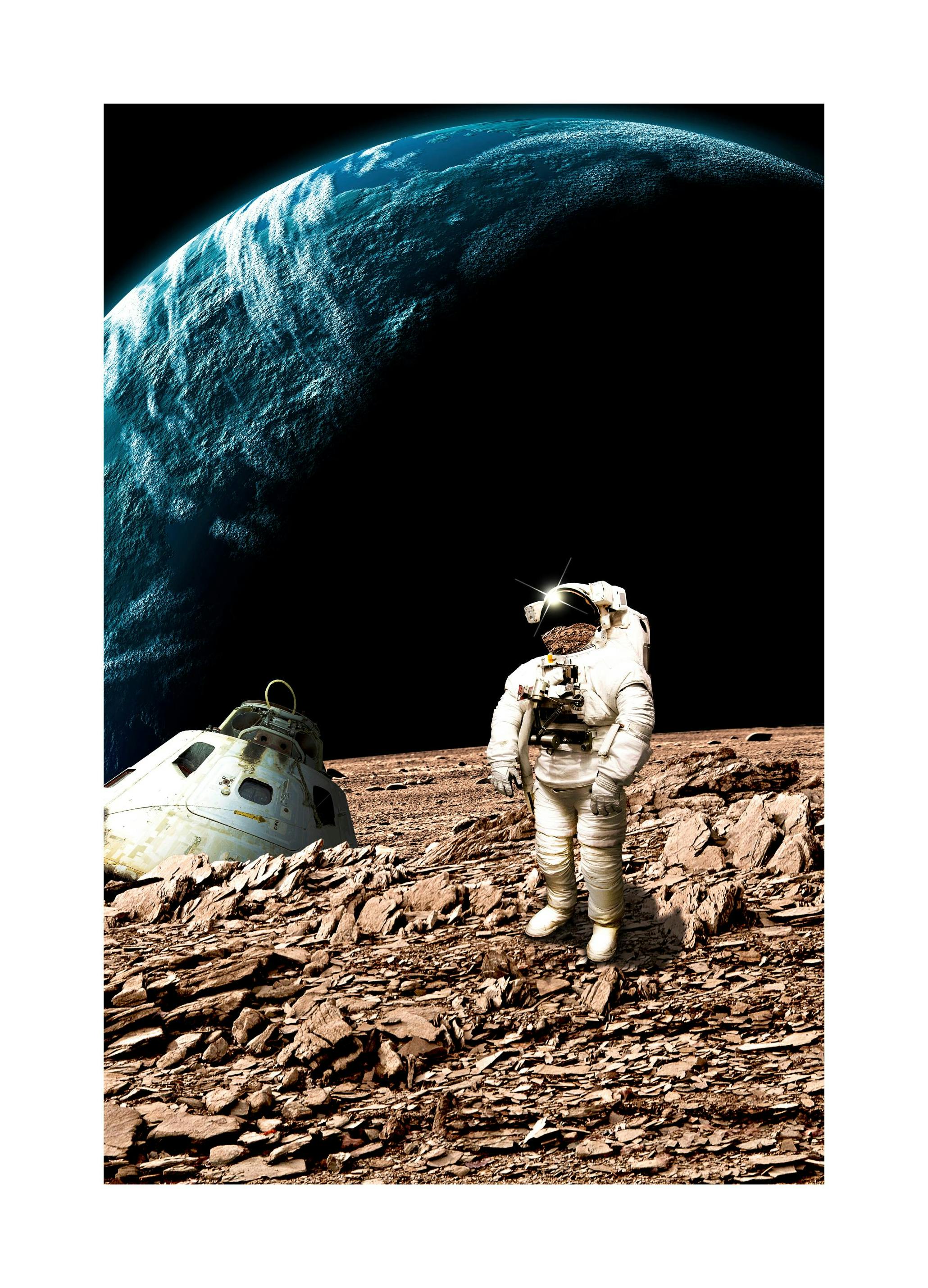 Astronaut On Moon Print (30x40 cm)