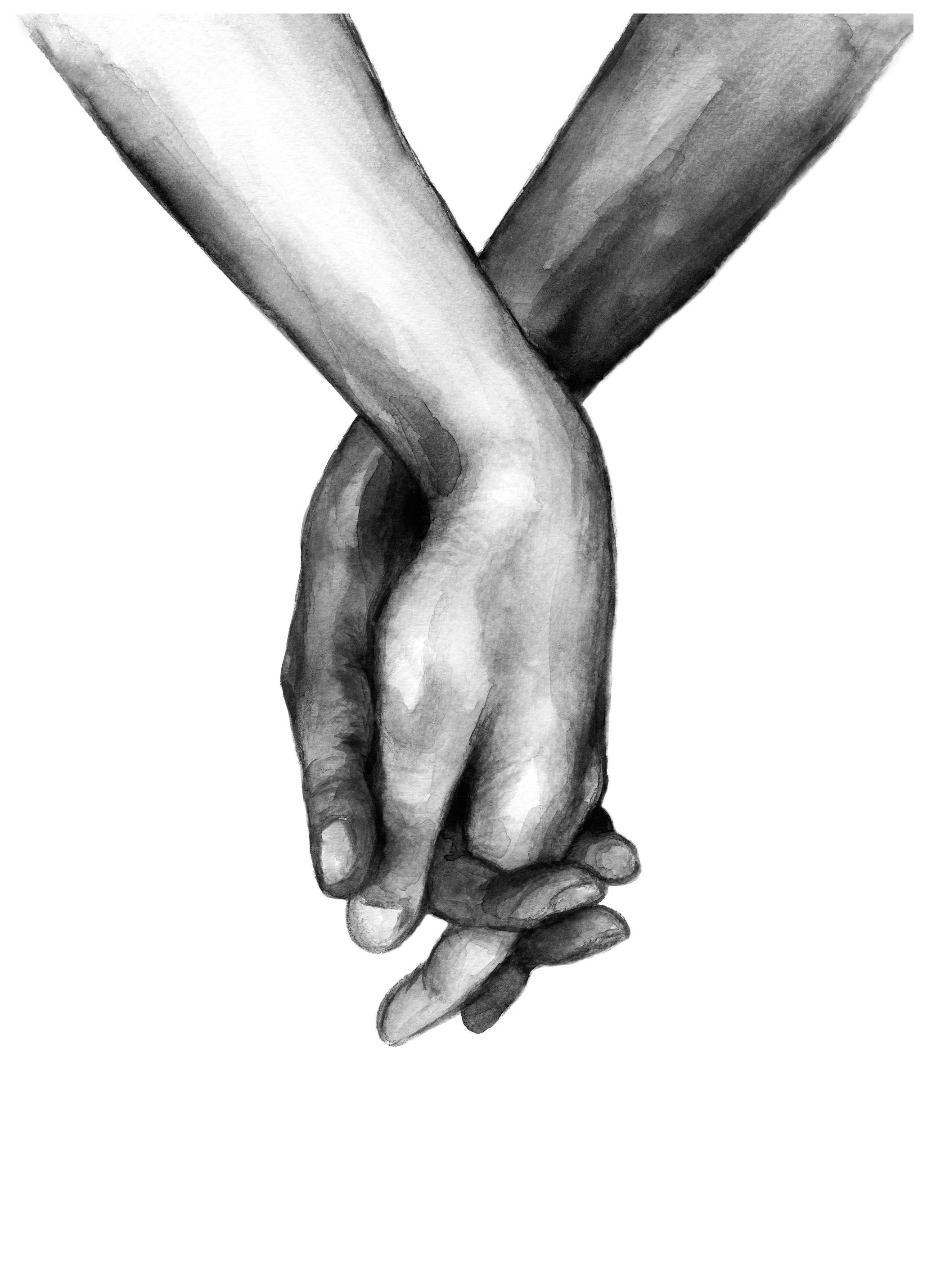Watercolor Hands No1 Plakat (40x50 cm) - Plakater > Svarthvitt plakater