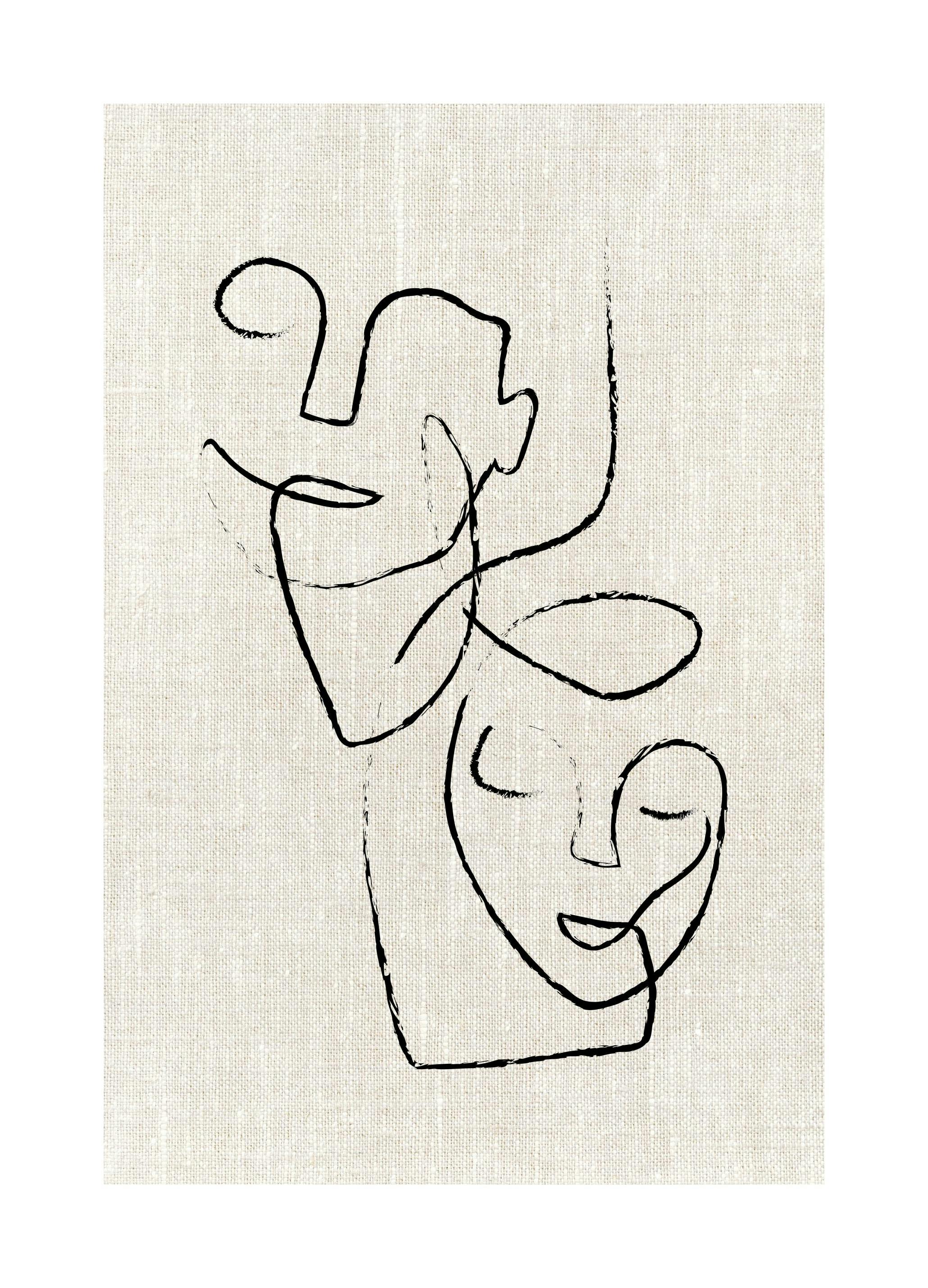 Prints - Texture Line Faces Print (50x70 cm) - Art prints