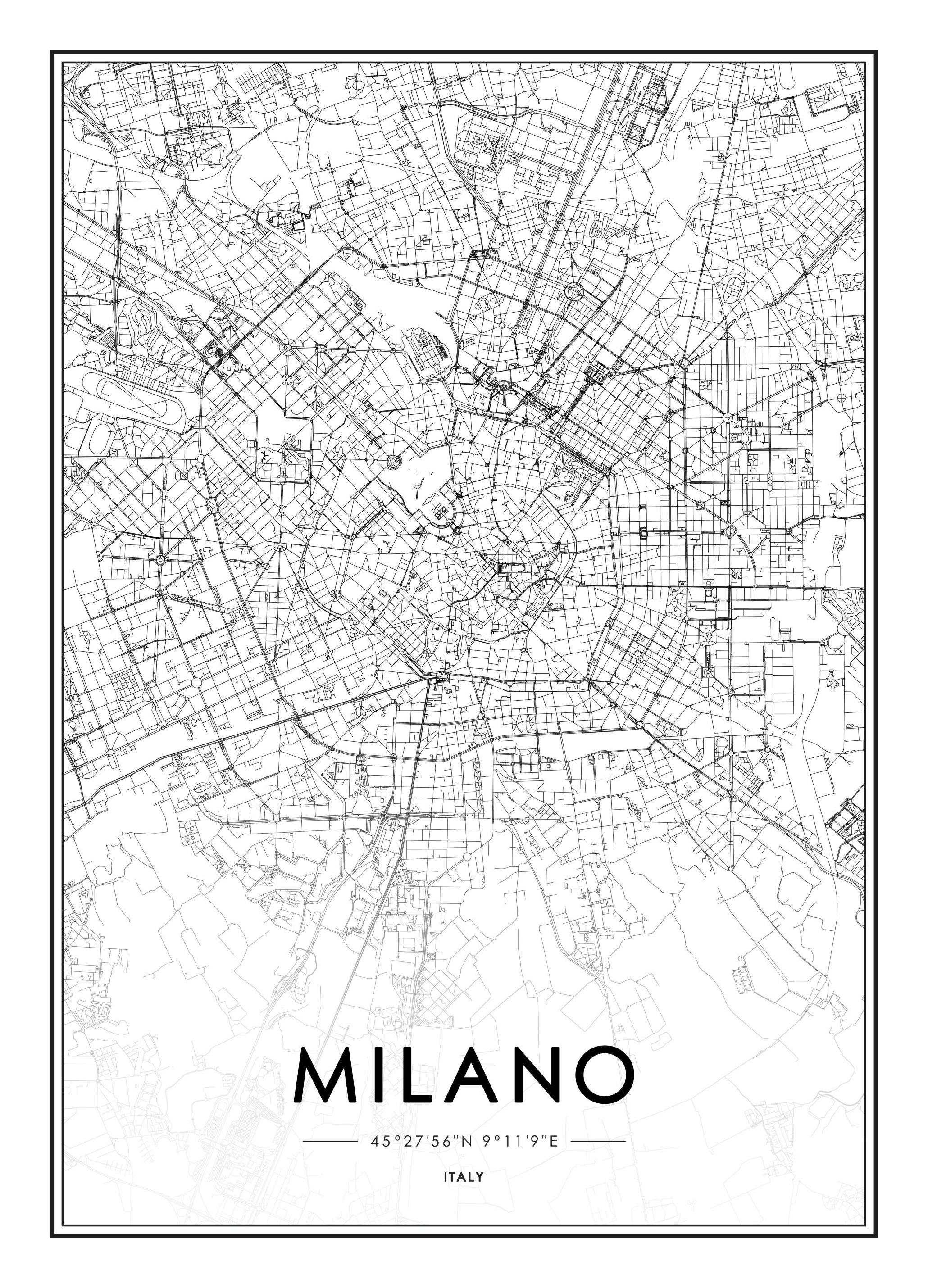 Milano Map Poster (50x70 cm)
