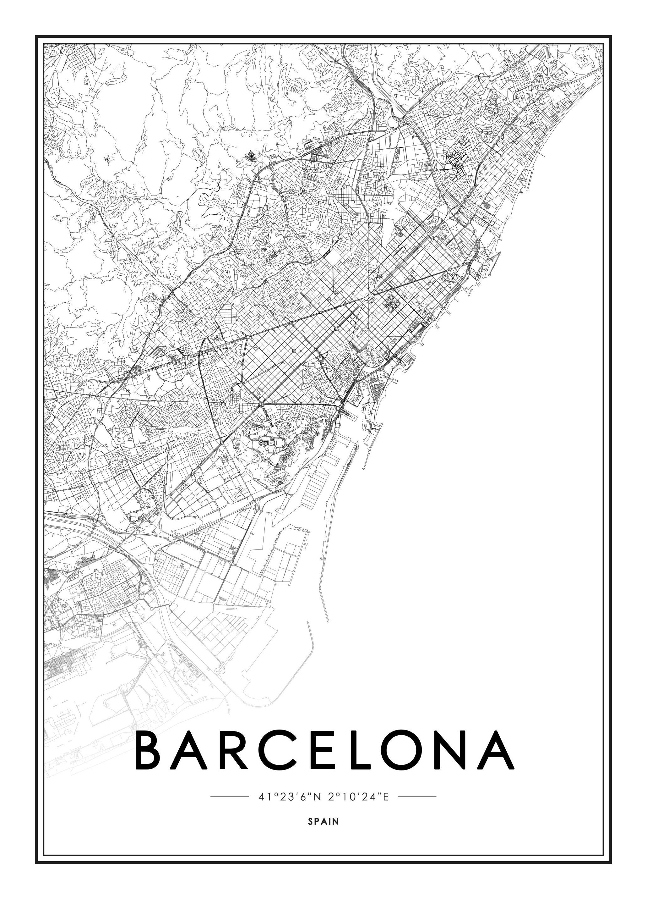 Barcelona Plakat (50x70 cm) - Plakater > Svarthvitt plakater