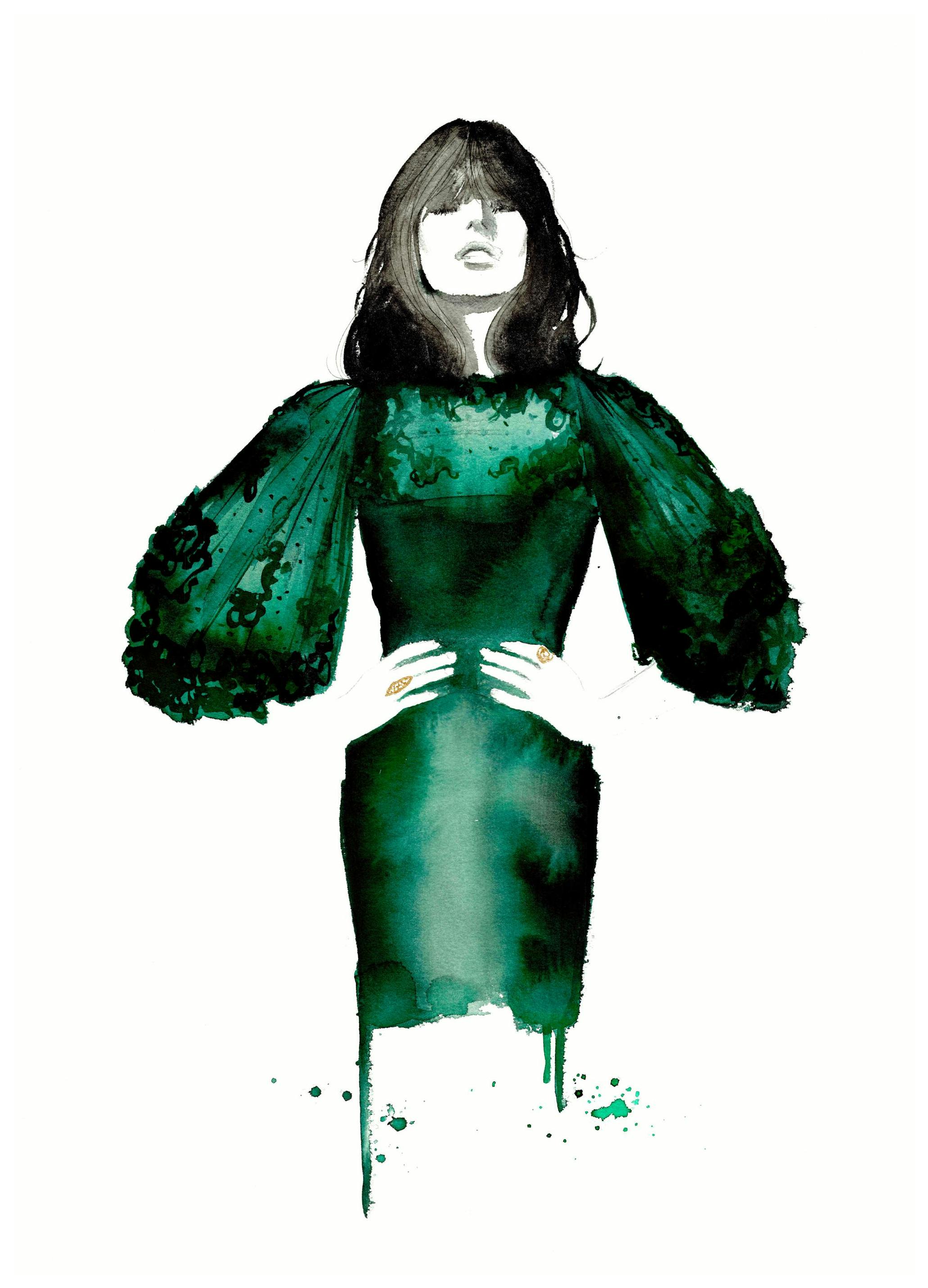 The Emerald Dress Plakat (50x70 cm) - Plakater > Kunstplakater