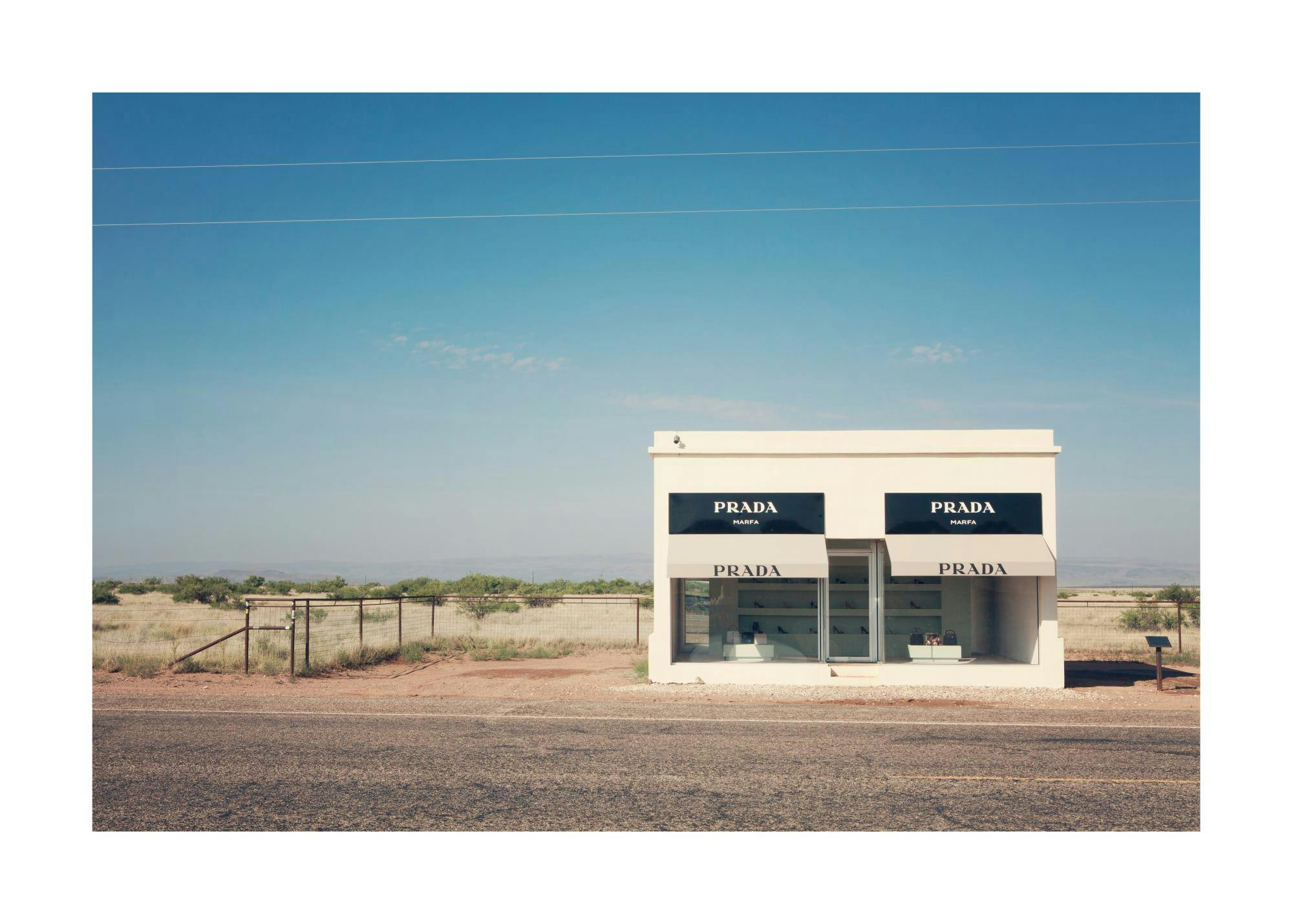 Prada Marfa fake shop print, desert landscape poster, Texas art print