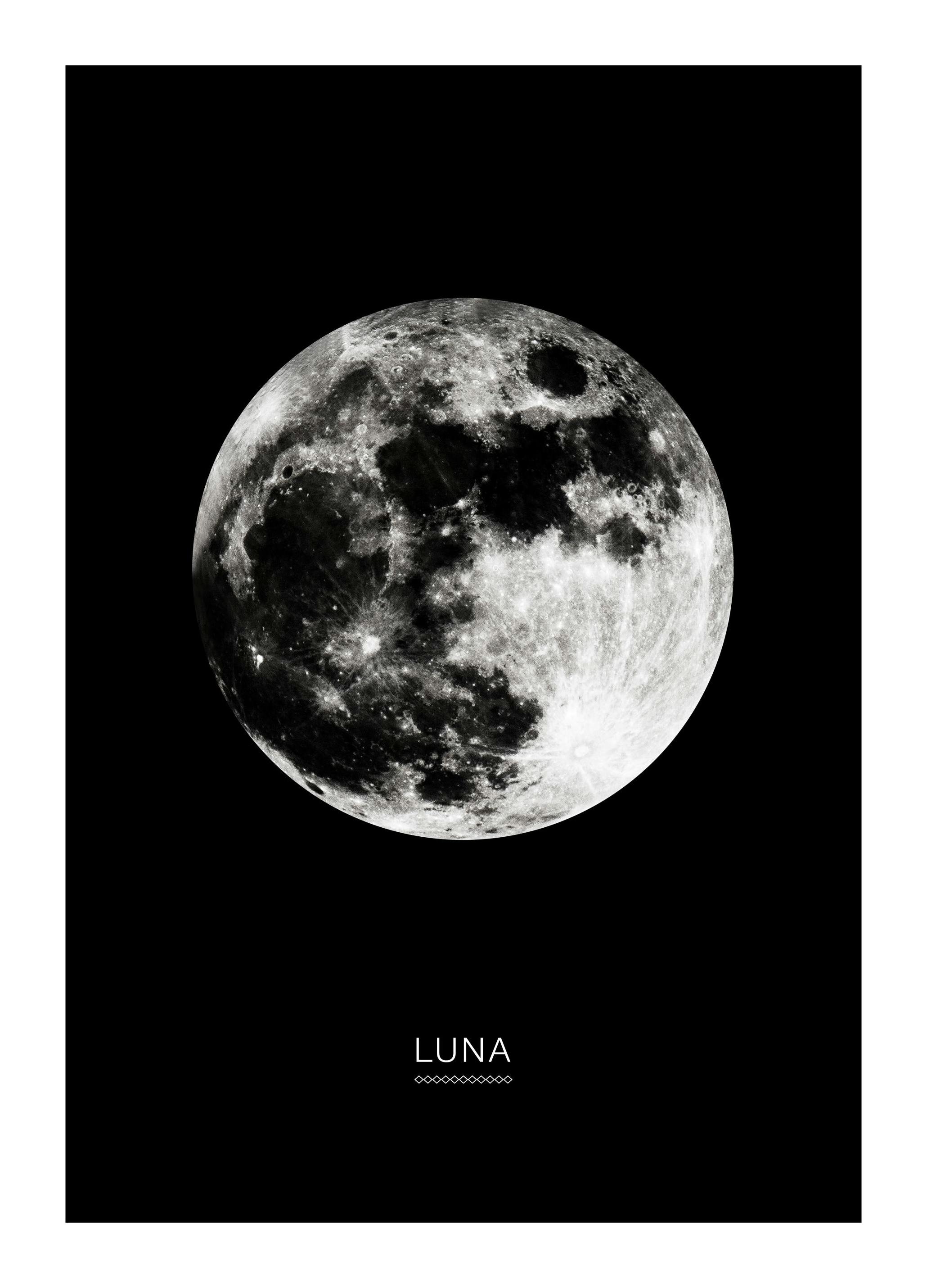 Moon In Black Poster (50x70 cm) - Kinderposters