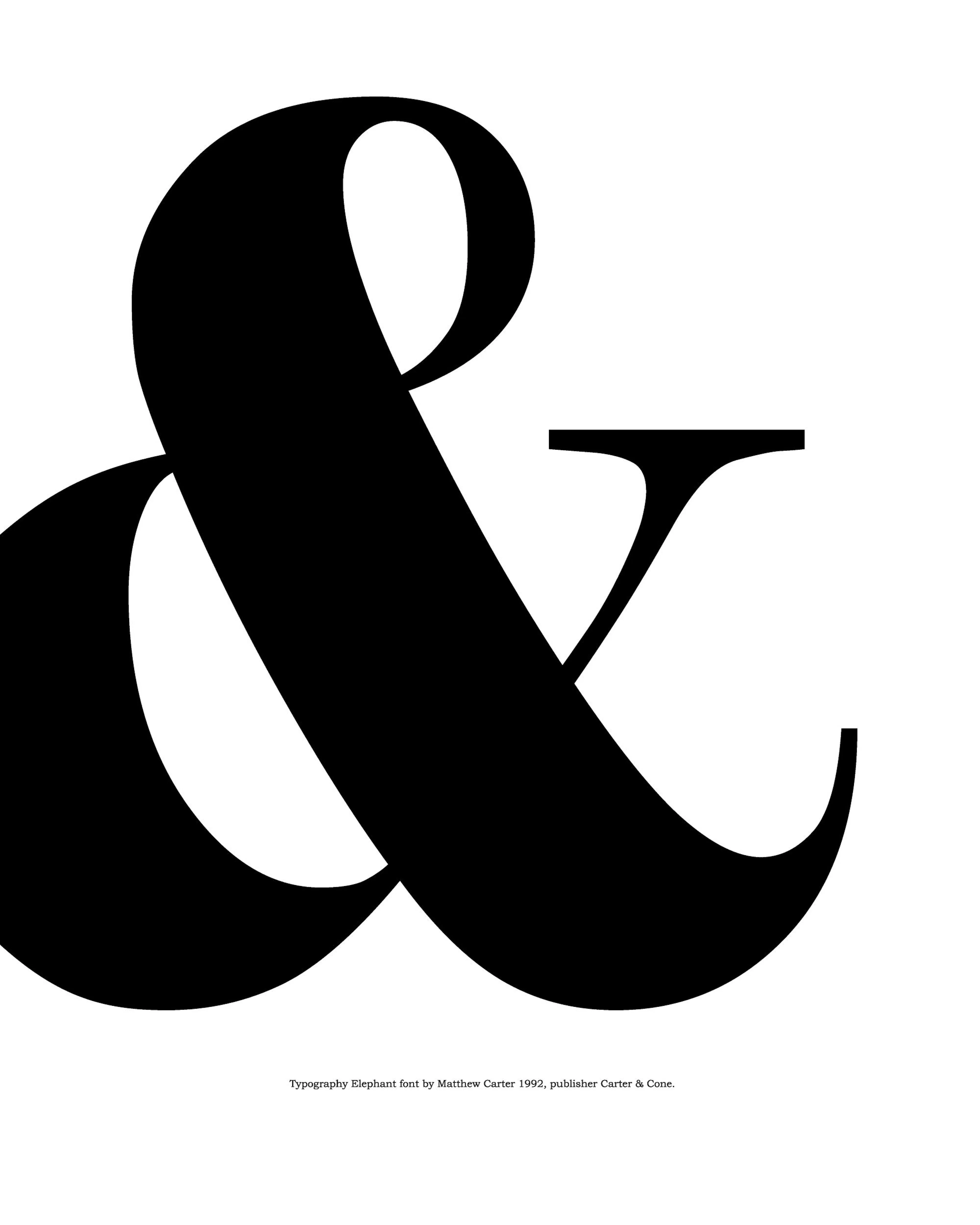 Black and white typography poster with a large ampersand symbol, perfect for modern art decor.
