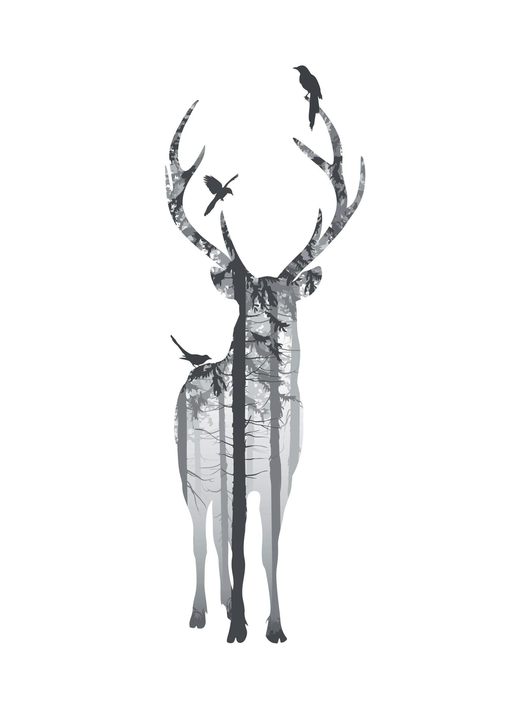 Forest Silhouette, Poster (40x50 cm) - Zwart wit posters