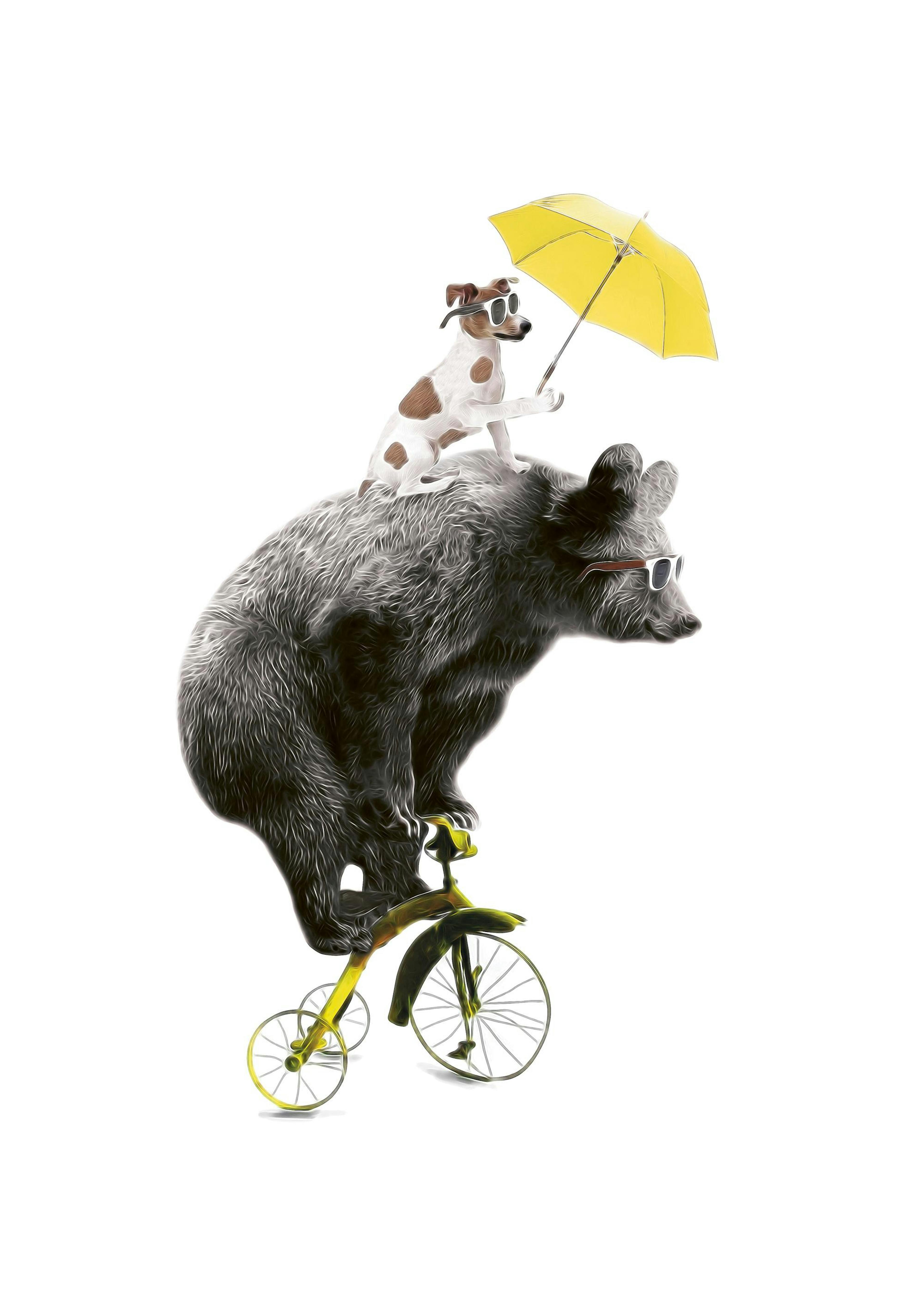 Bear On Yellow Bike, Print 0