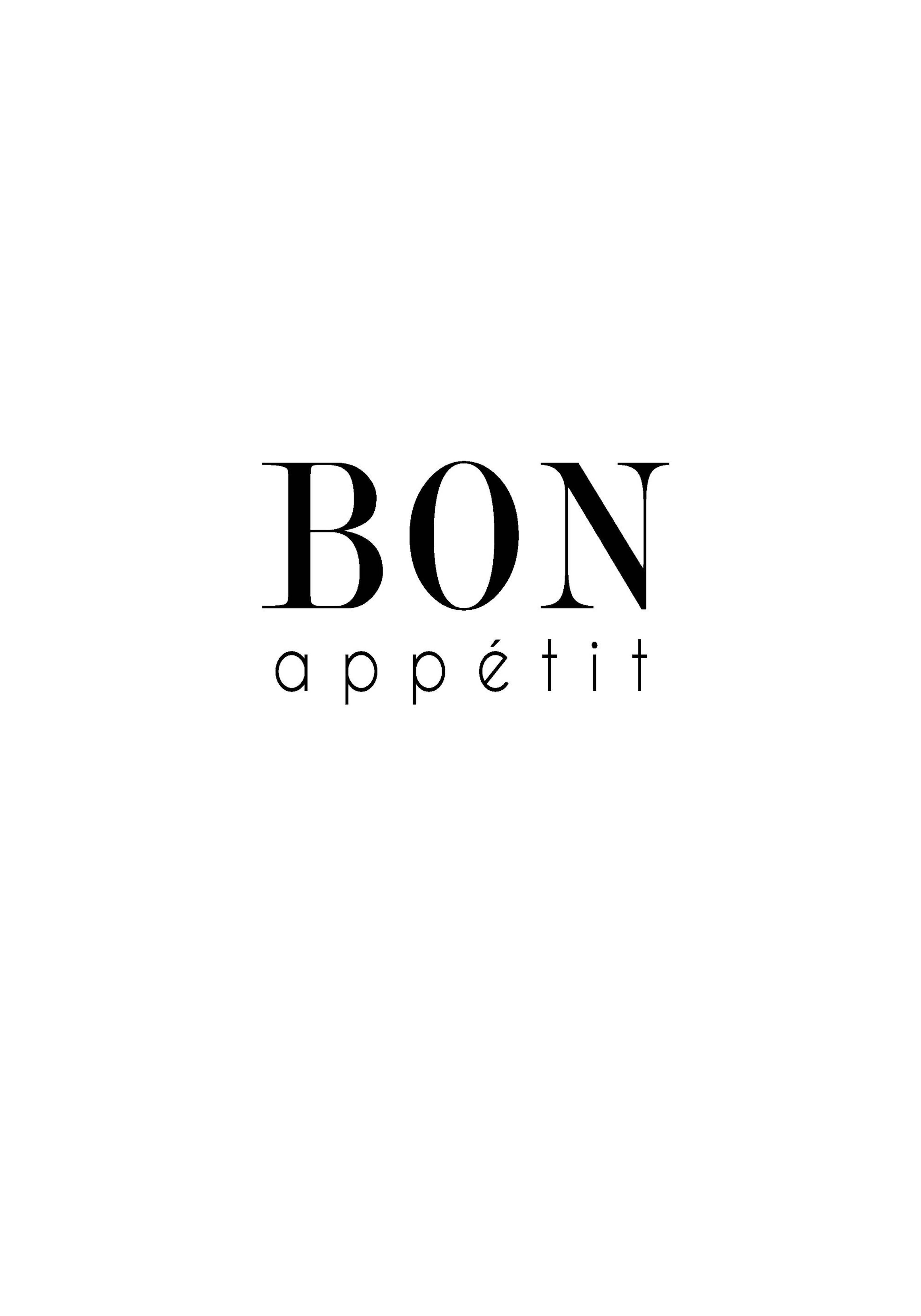 Black and white Bon Appetit typography print for kitchen poster