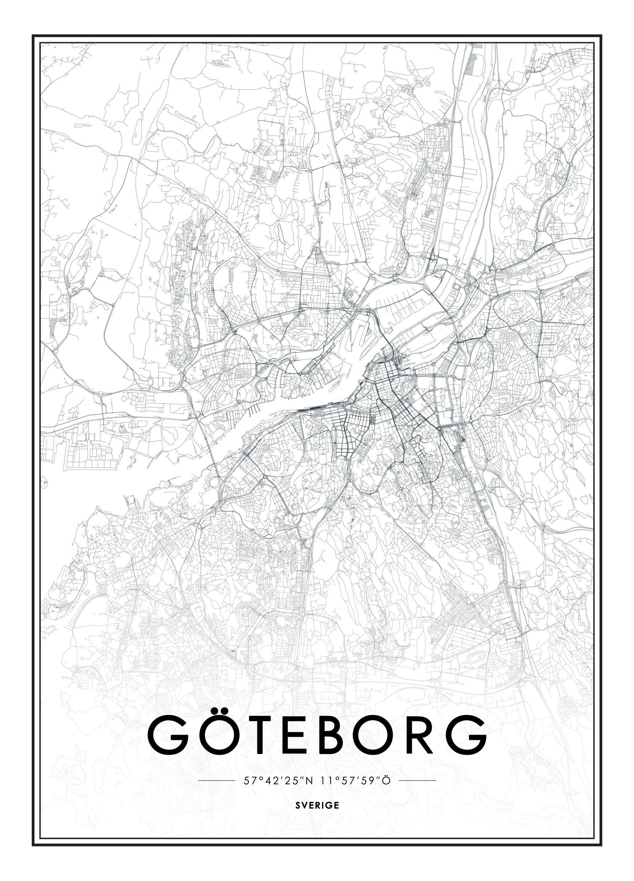 Göteborg Karta, Affiche (50x70 cm) - Affiches cartes et villes