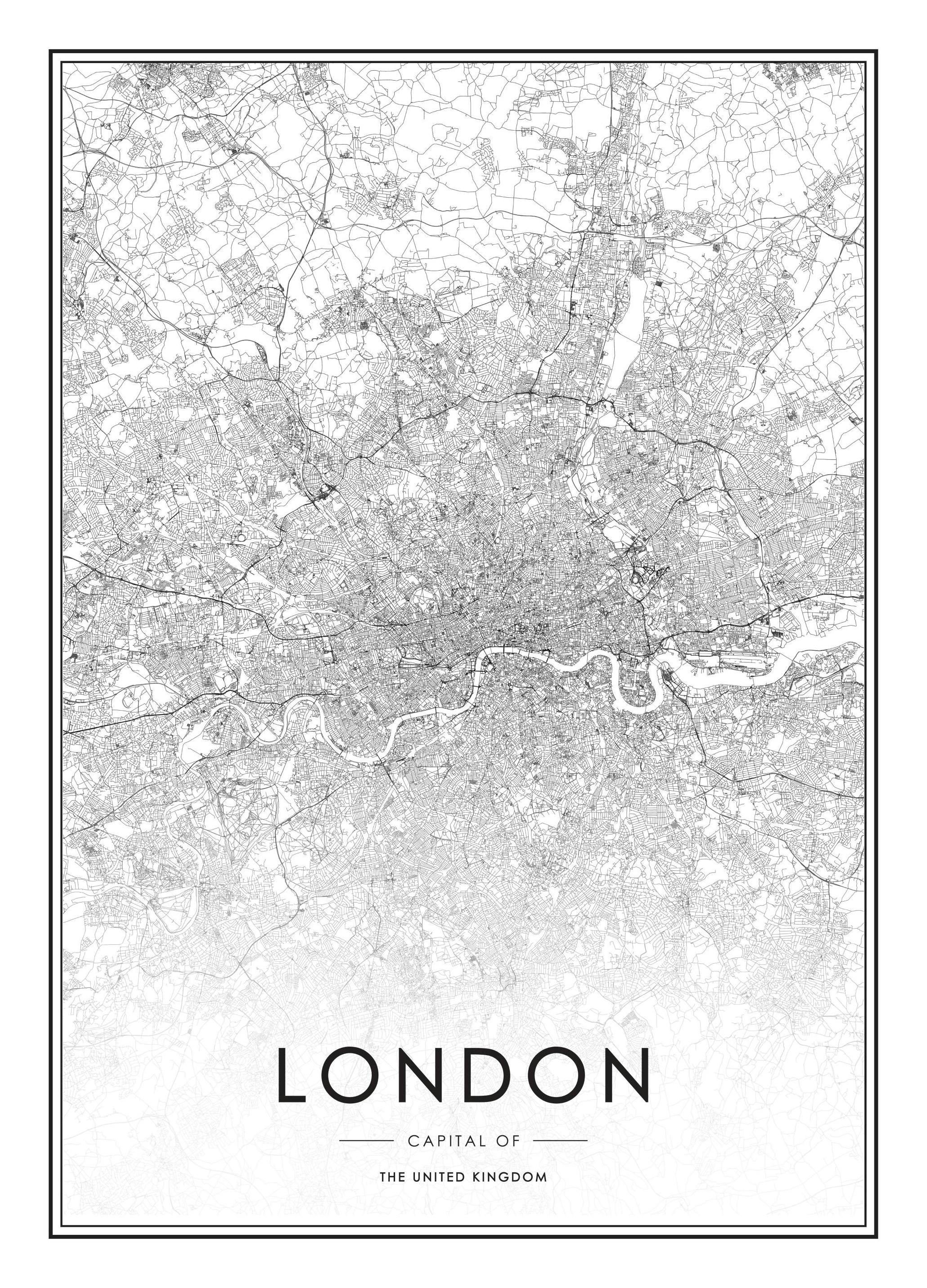 London Karta Poster (30x40 cm)