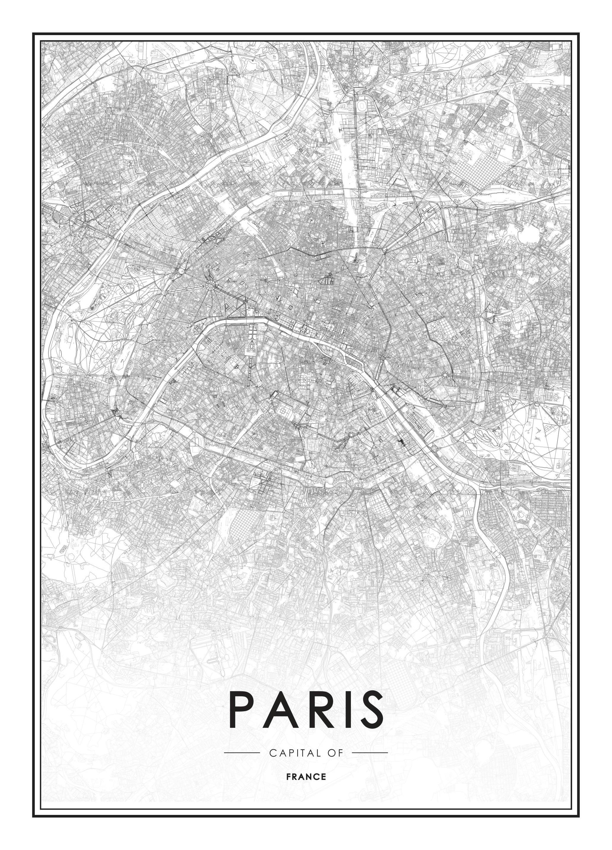 Paris, Poster (50x70 cm) -  Schwarz-Weiß-Bilder
