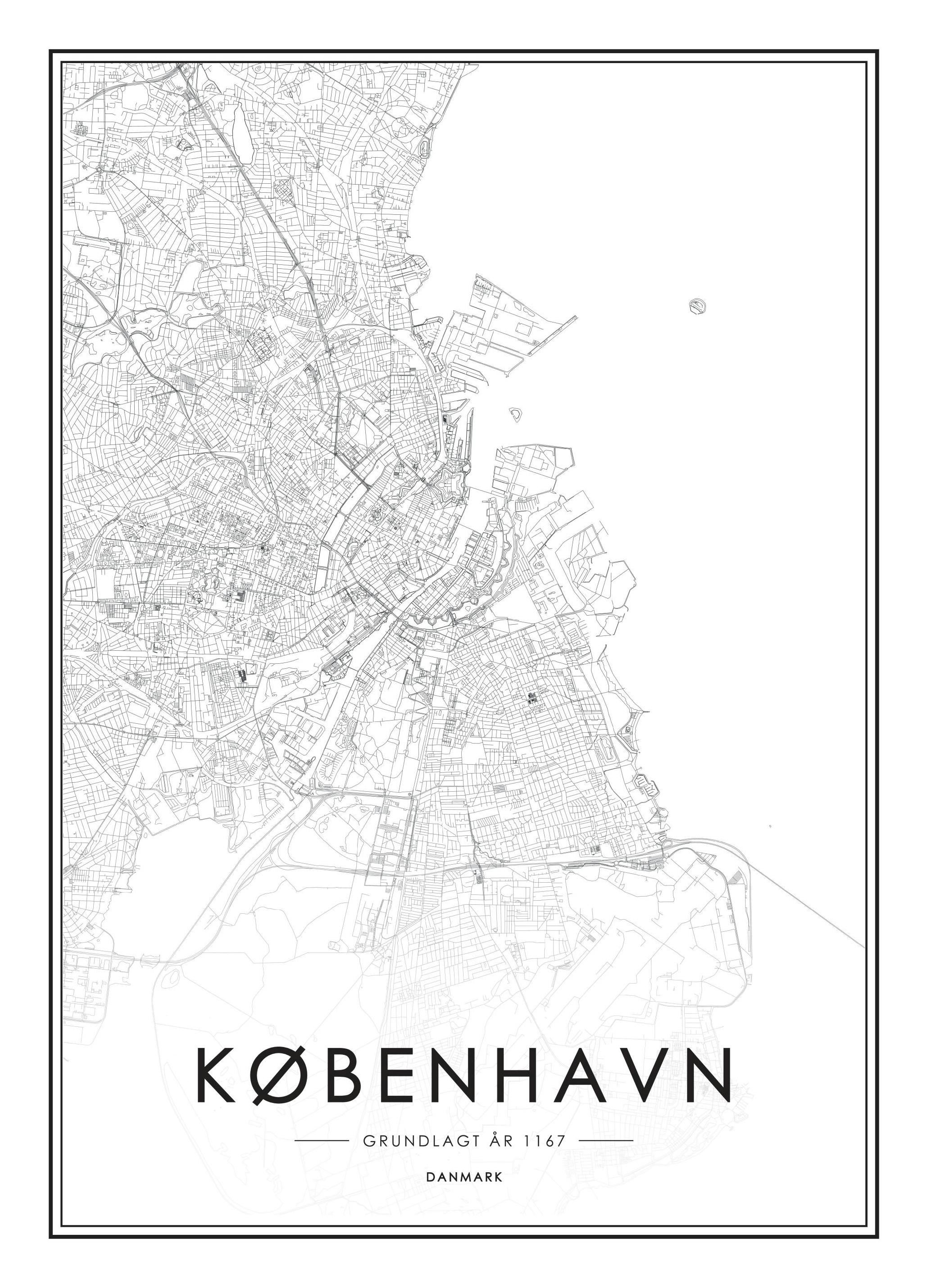 Copenhagen, Poster (30x40 cm) - Zwart wit posters