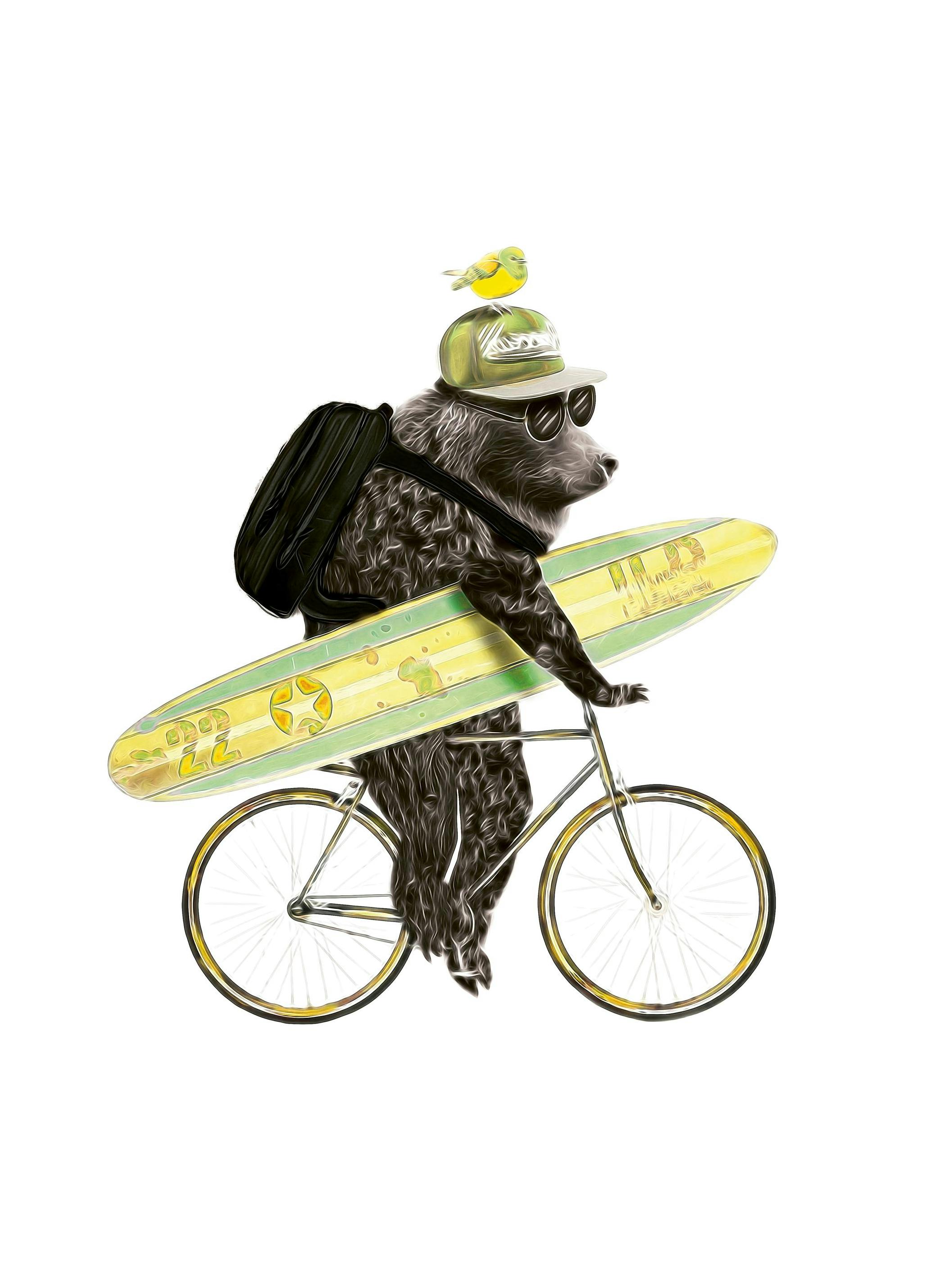 Surfing Bear Poster (30x40 cm)- Quadri per bambini