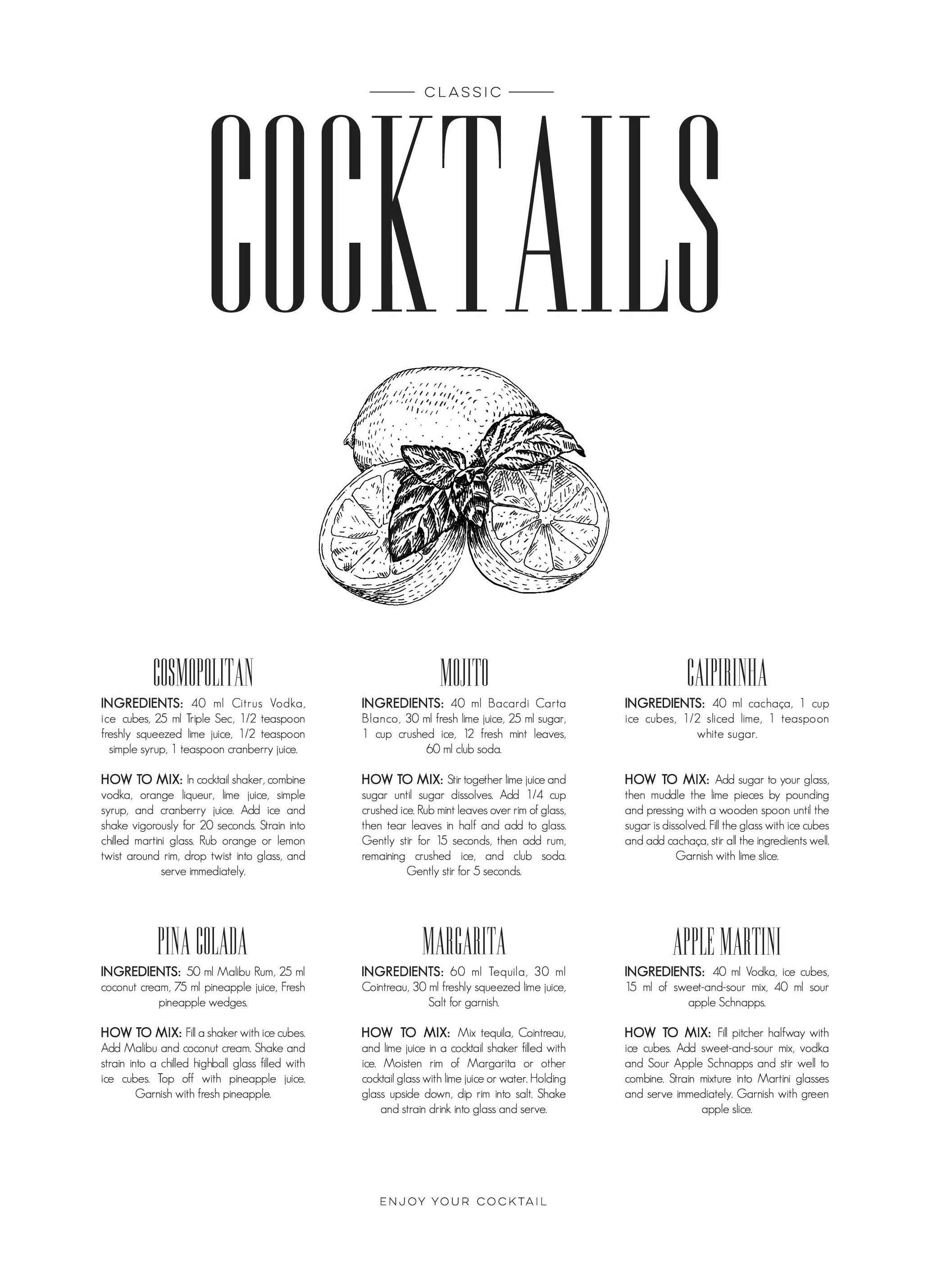 Prints - Cocktails, Print (50x70 cm) - Kitchen wall art