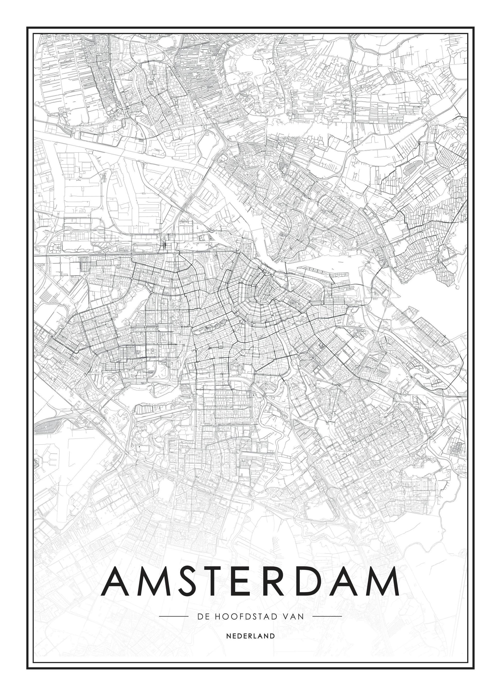 Amsterdam Map, Print (50x70 cm)- Maps & cities posters