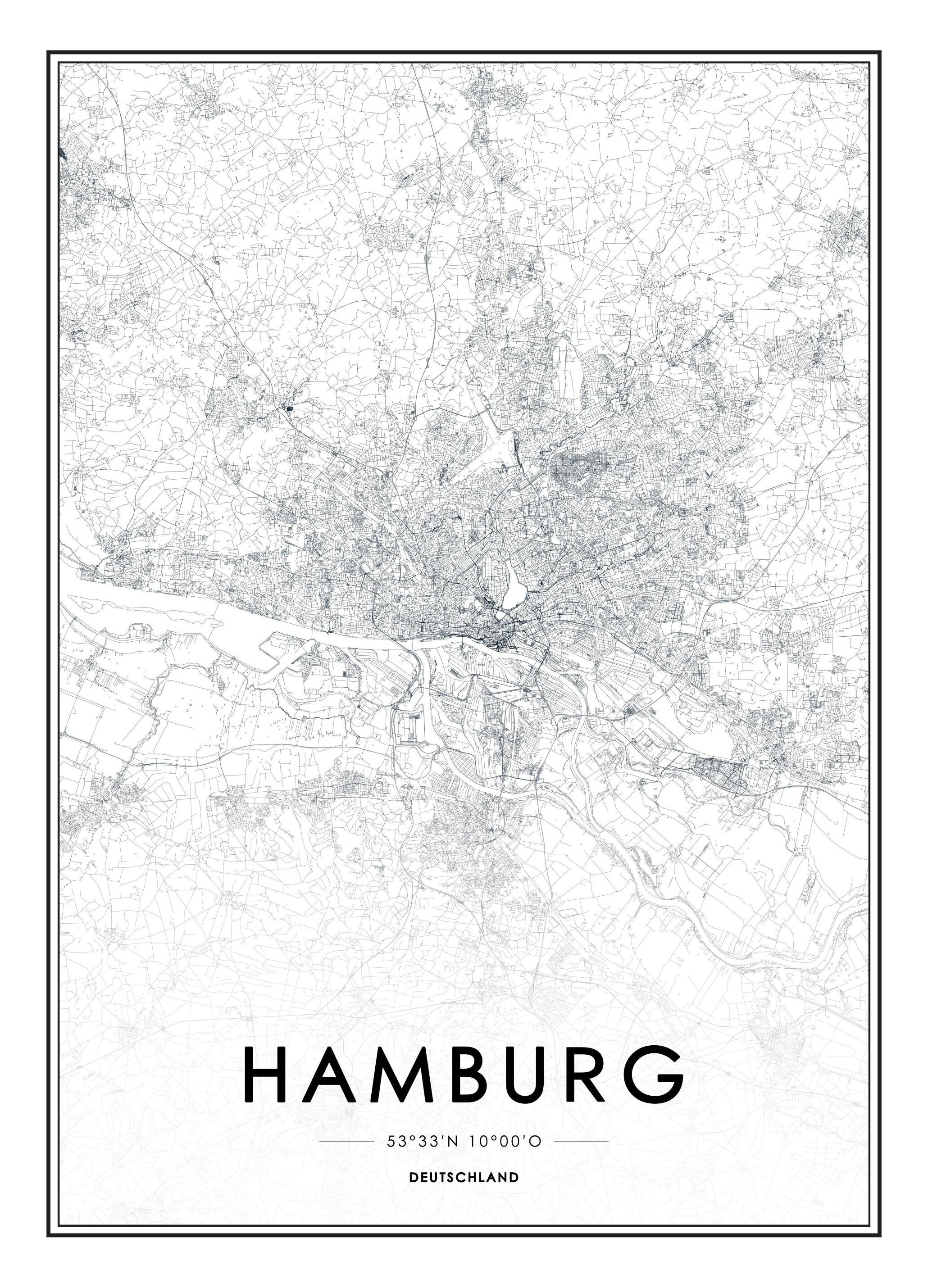 Hamburg, Print (30x40 cm)- Maps & cities posters