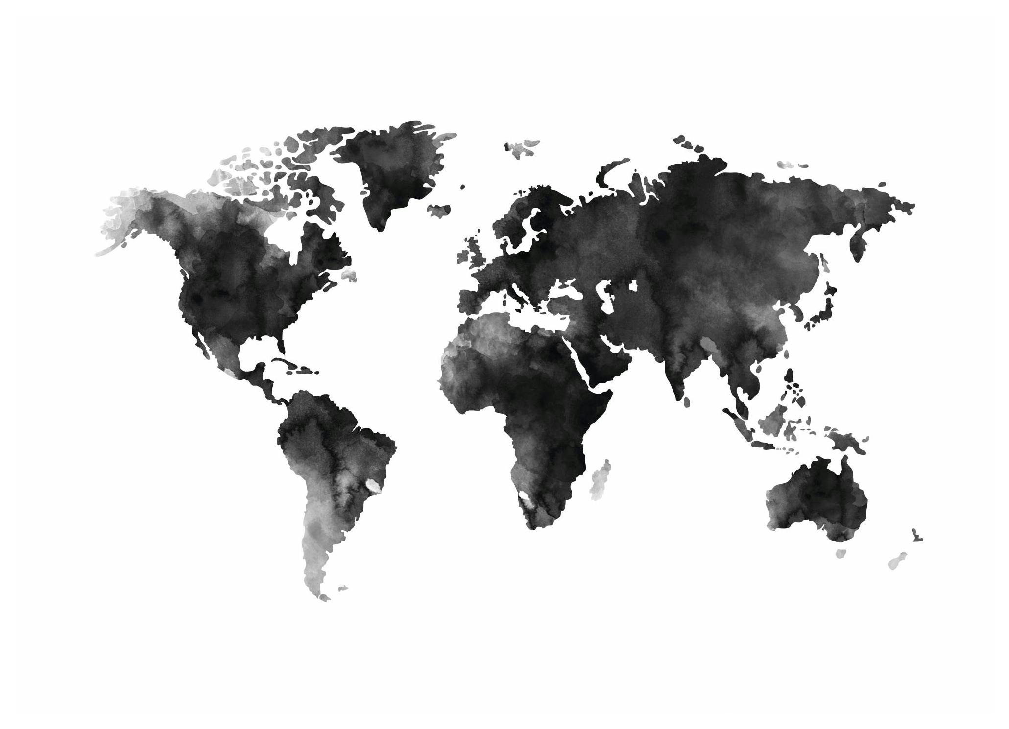 World Map Watercolor Poster (70x100 cm)- Quadros a preto e branco