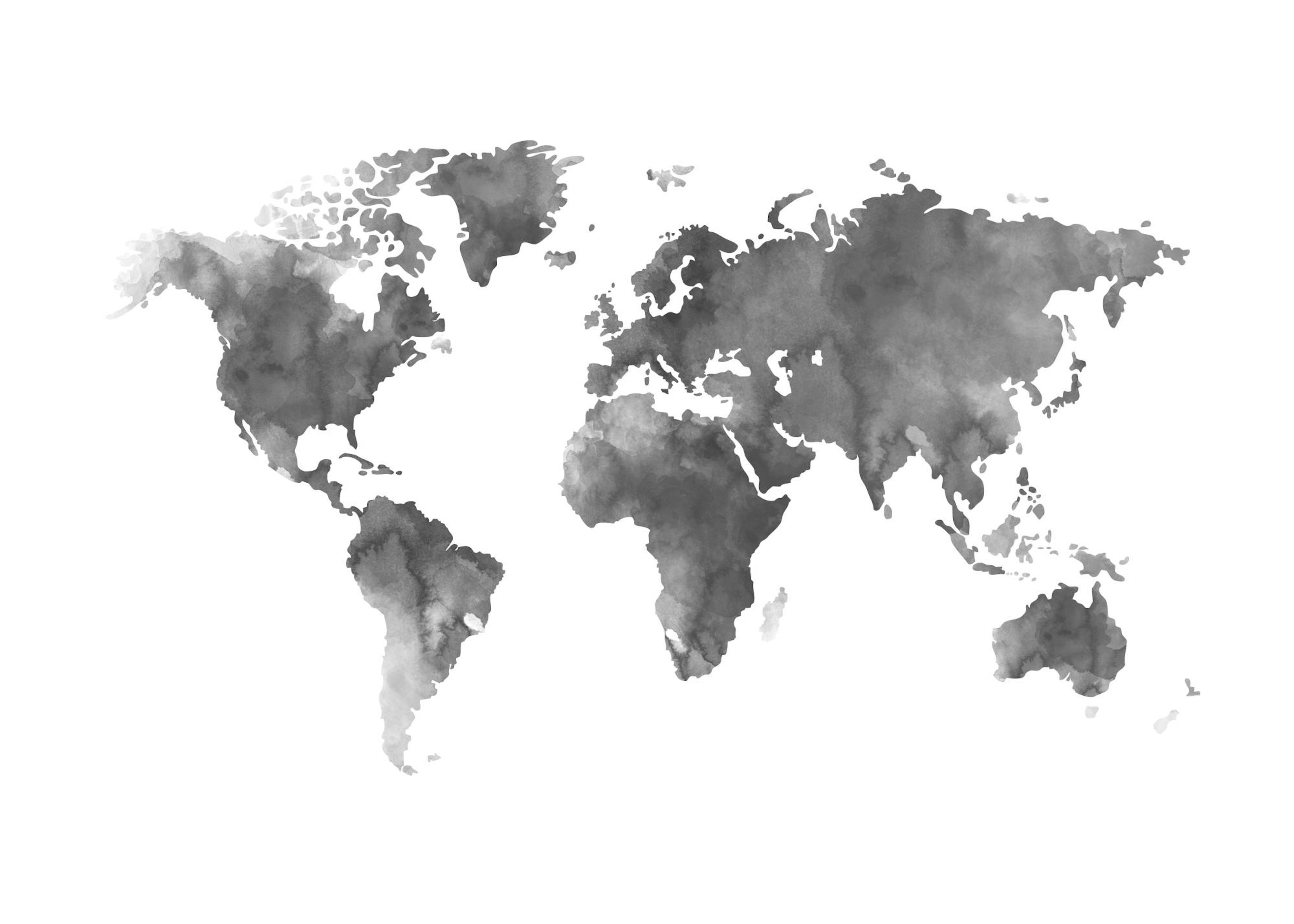 World Map Grey Watercolor, Plakat 0