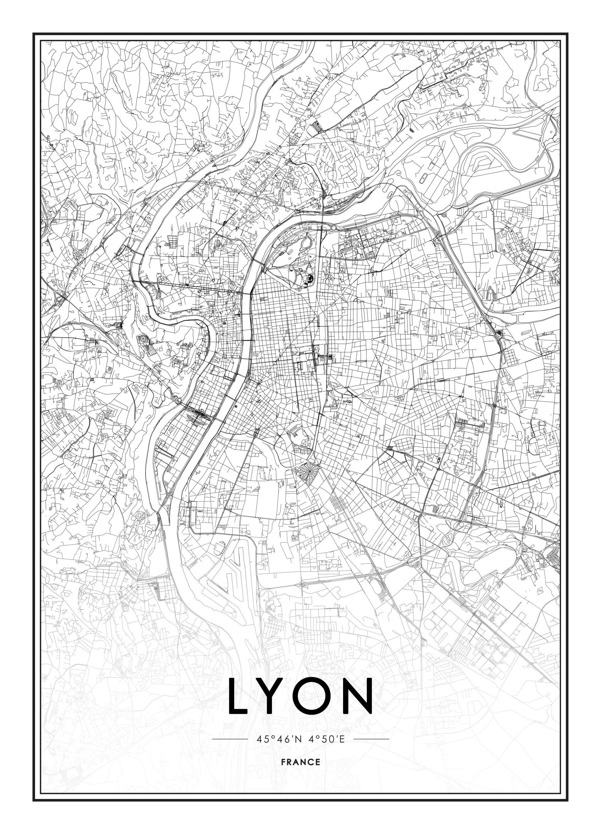 Lyon Poster (50x70 cm) - Zwart wit posters