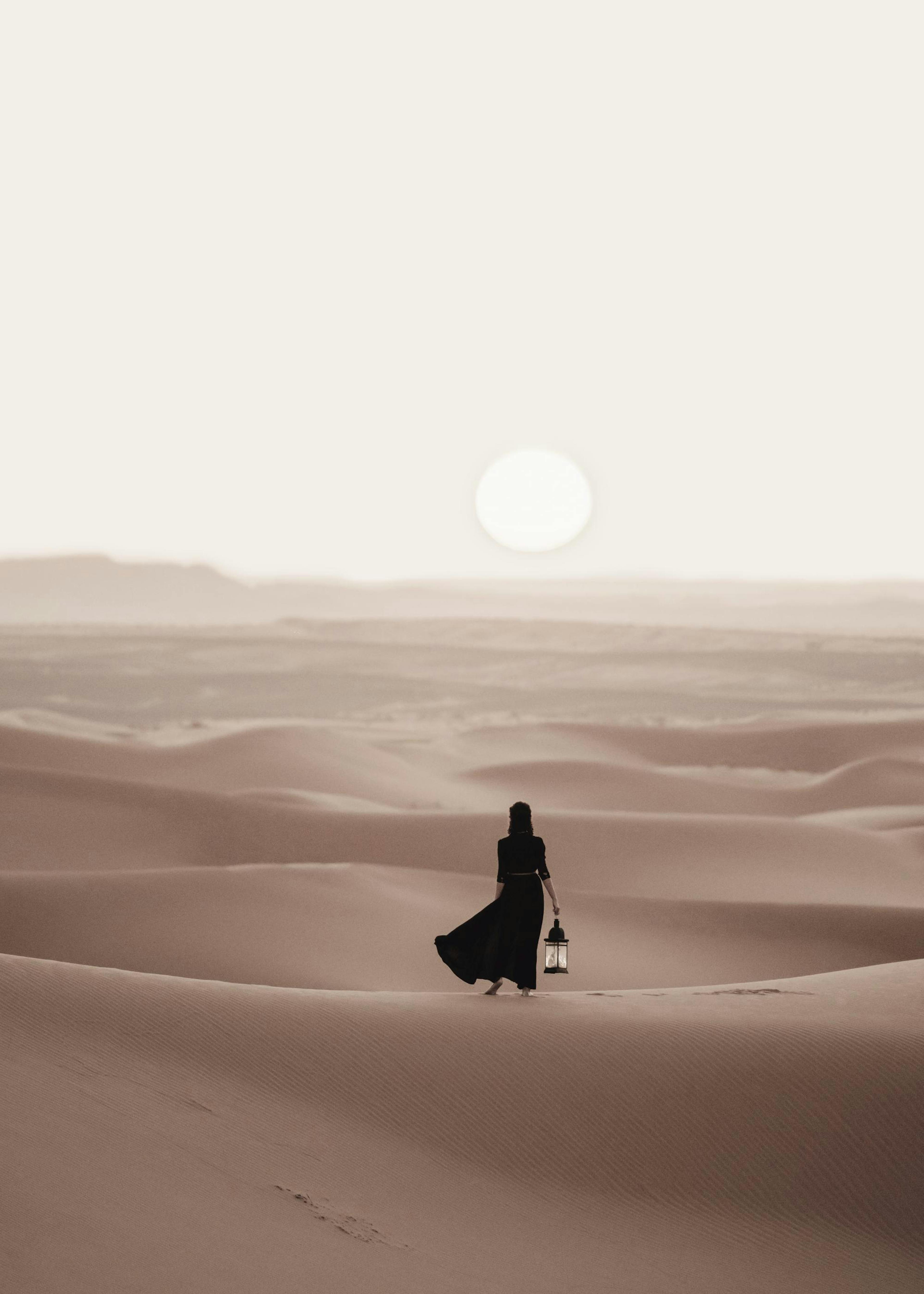 Woman in Desert Plakat 0