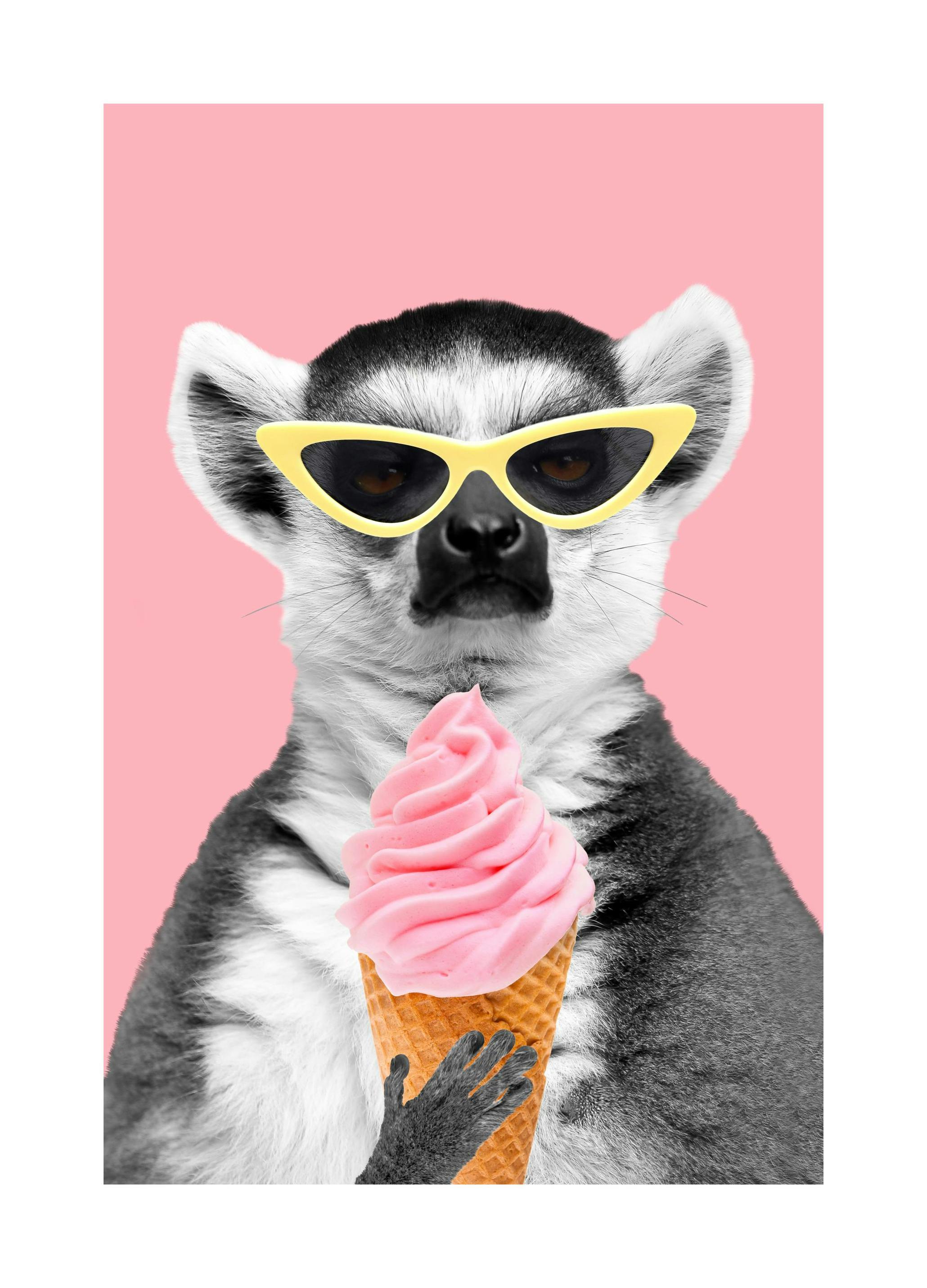 Lemur With Ice Cream Affiche (50x70 cm)  Affiches pour enfants