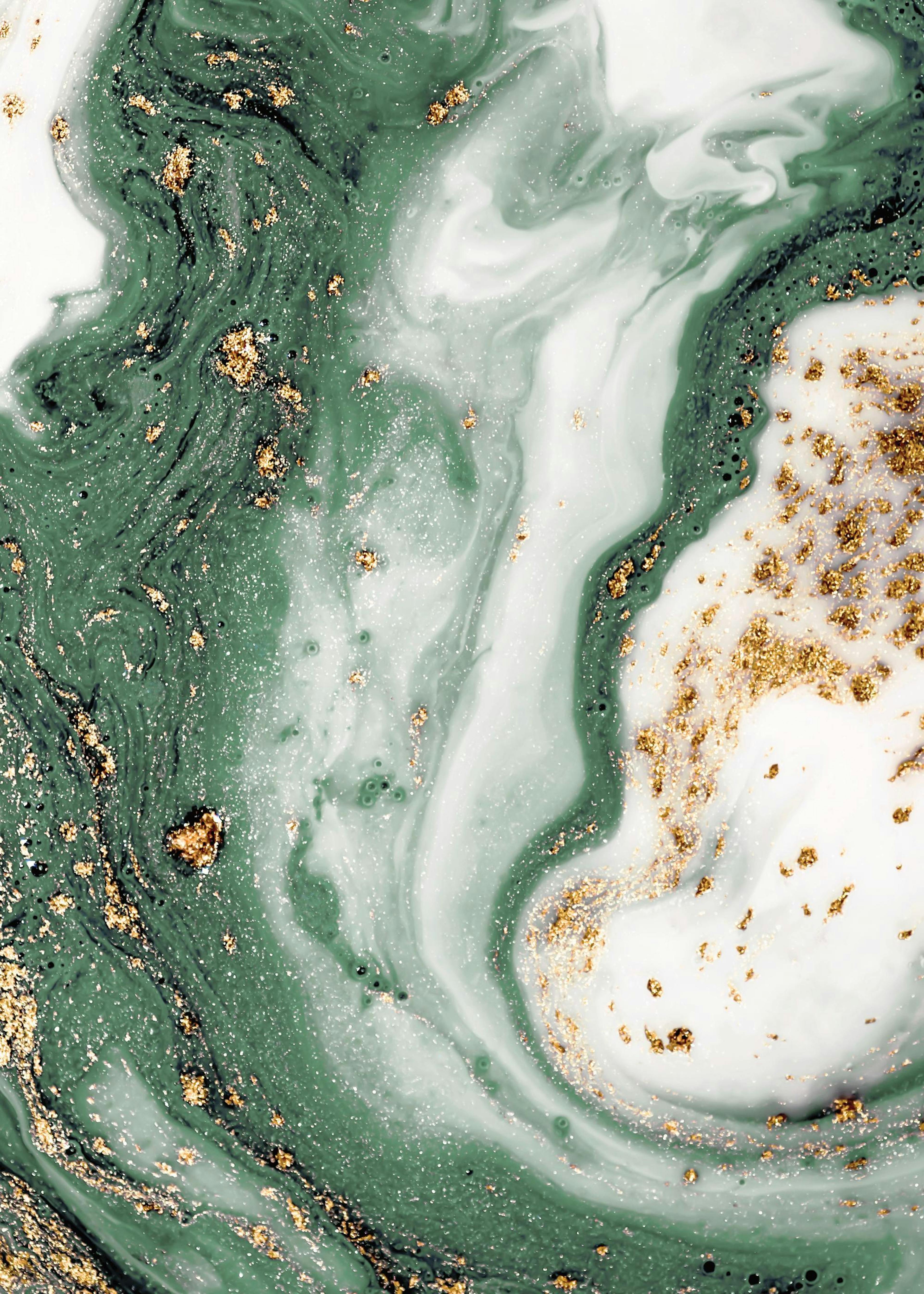 Green and Gold Swirl Print 0