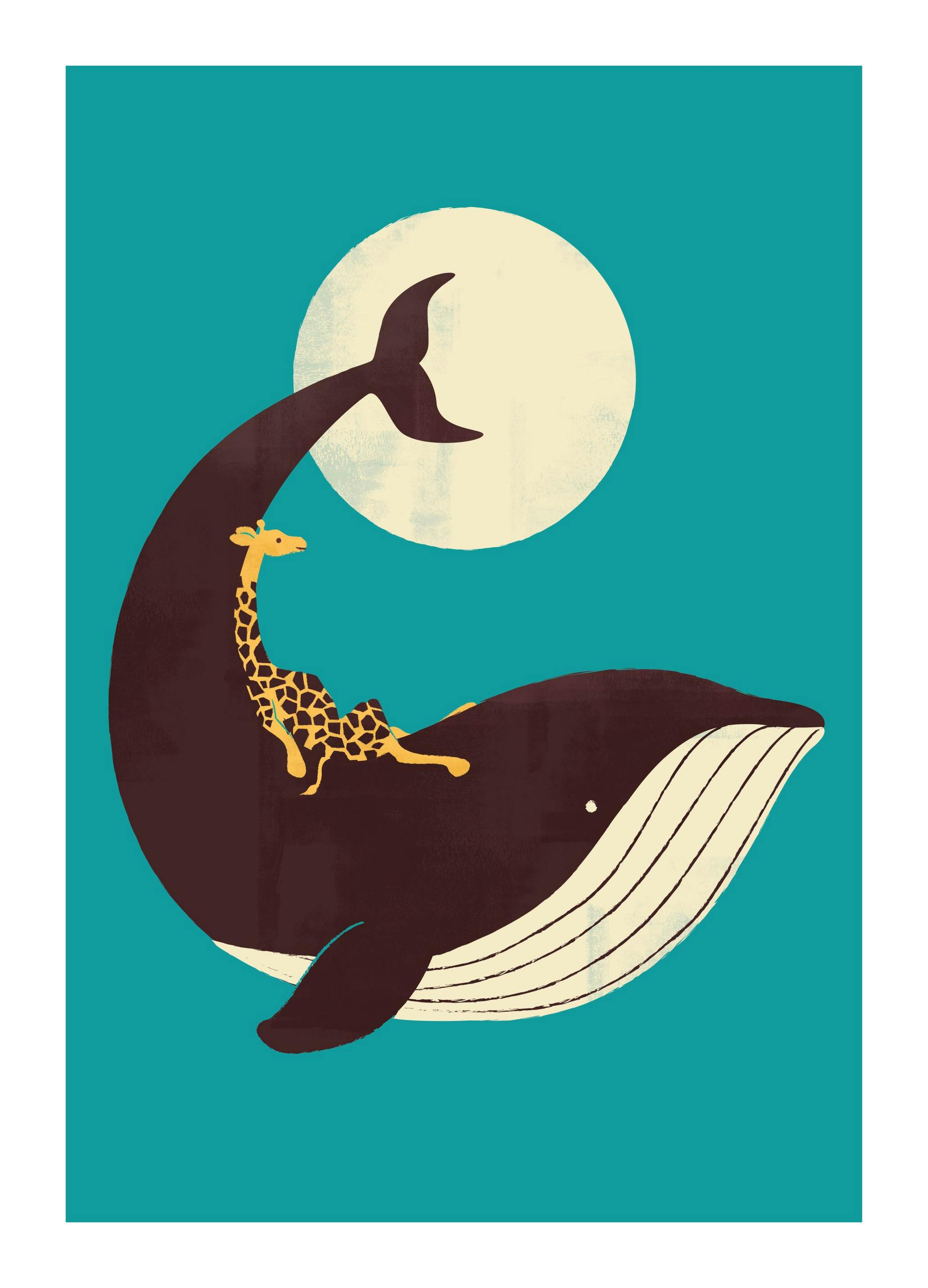 The Giraffe and the Whale Print (50x70 cm)