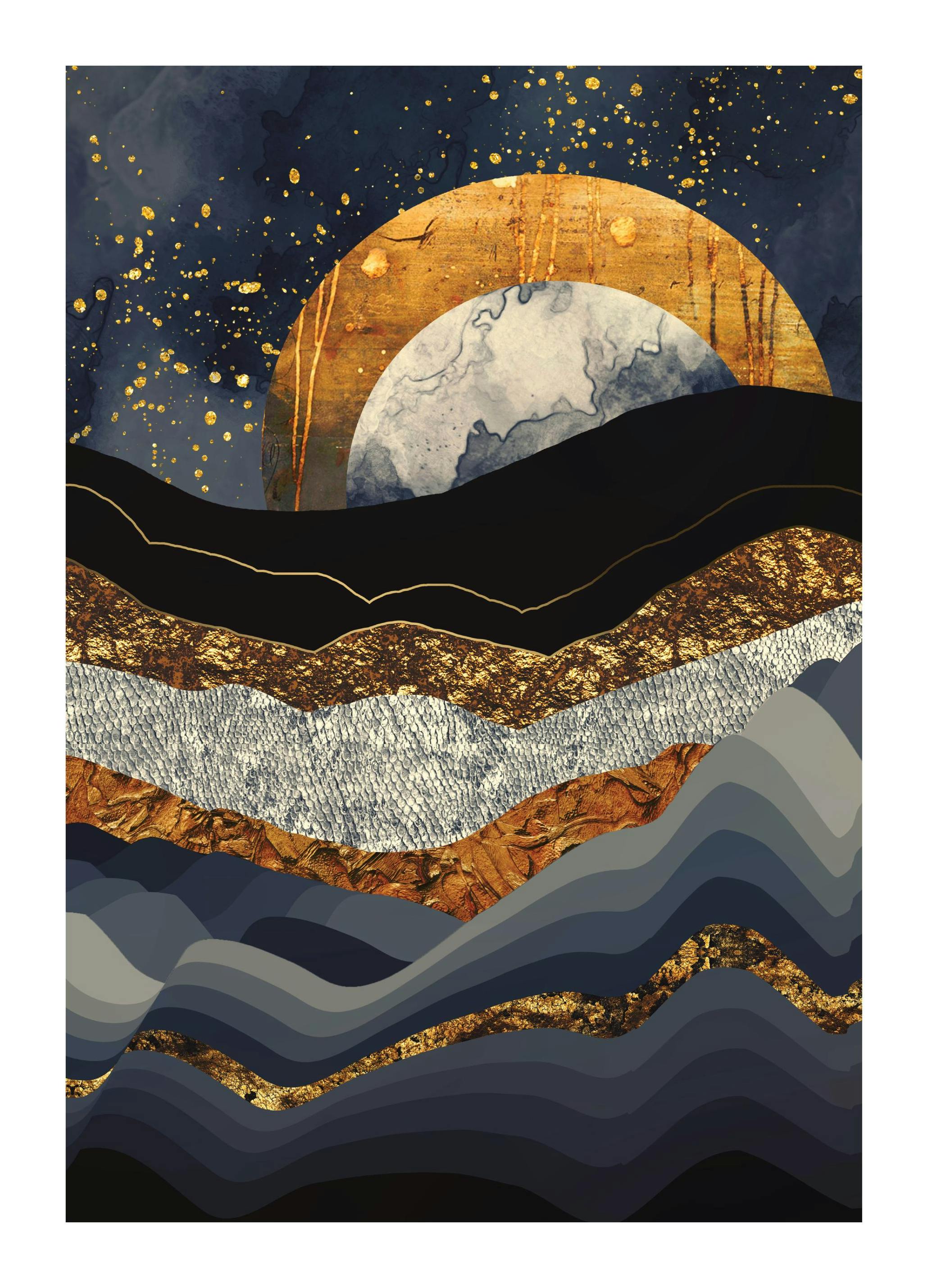 SpaceFrog Designs - Metallic Mountains Poster (50x70 cm)- SpaceFrog Designs