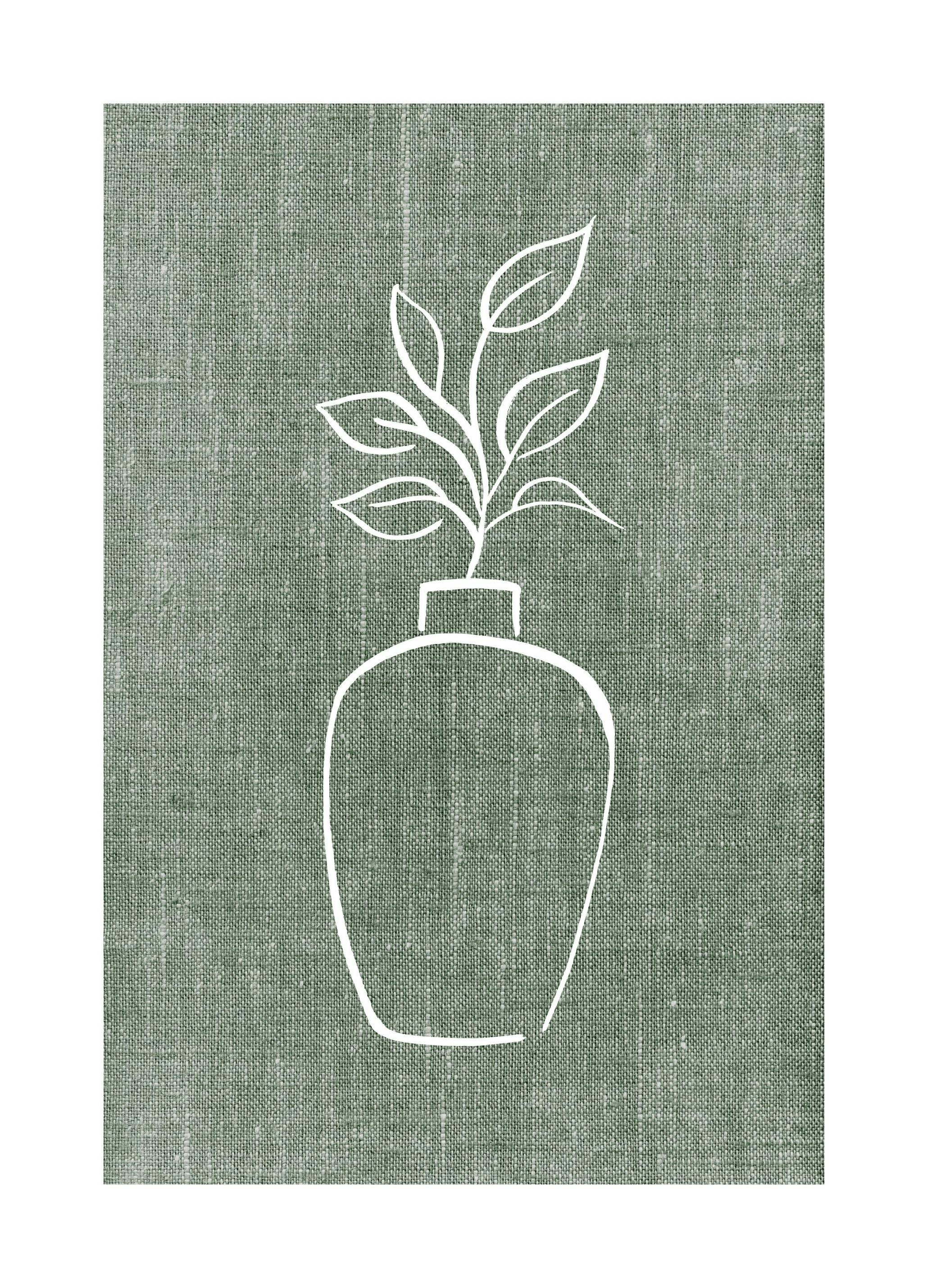 Green Linen Vase Plakat (30x40 cm) - Plakater > Botaniske plakater > Planteplakater