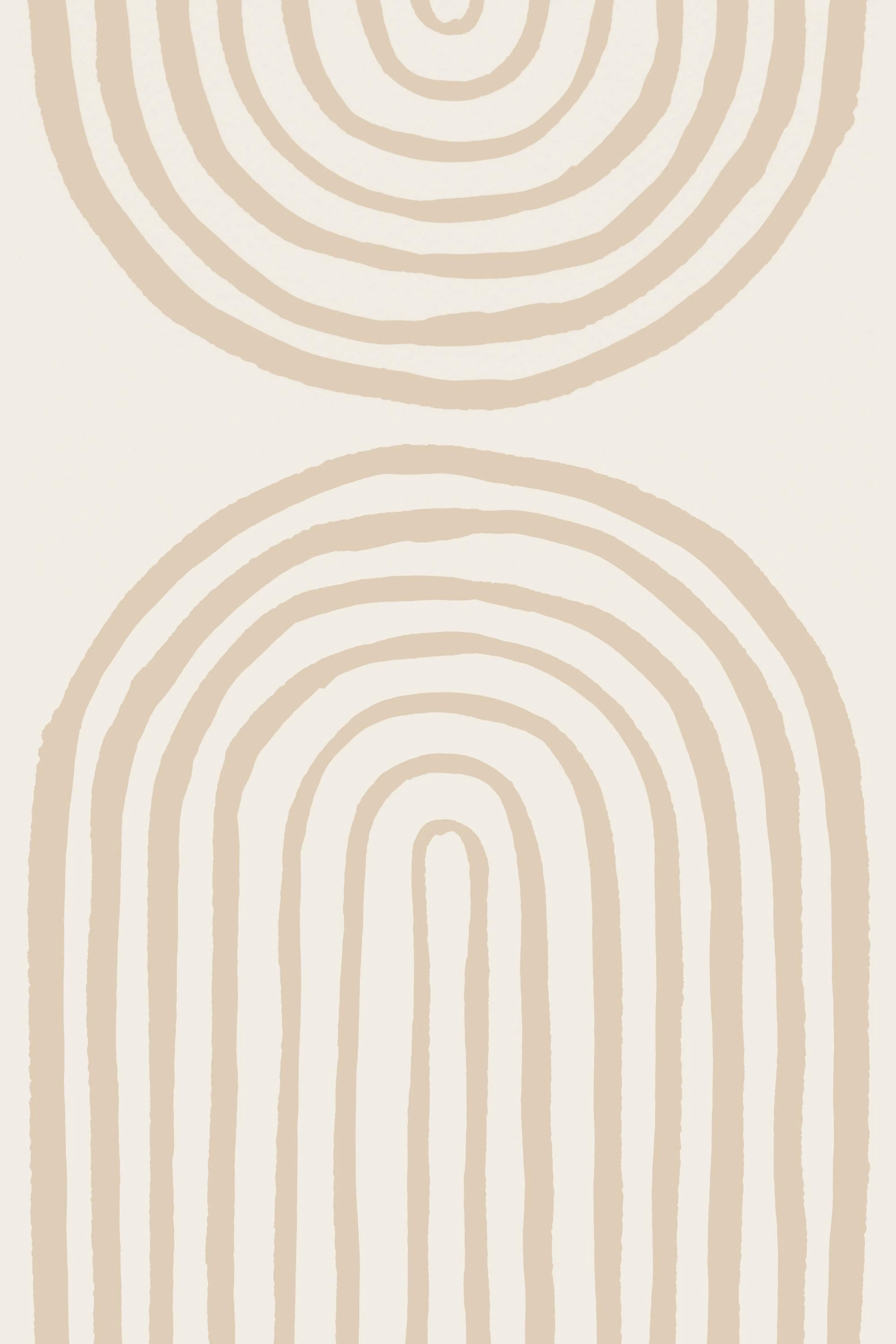 Grafisk plakat med malede beige buer på lys baggrund, moderne kunst.