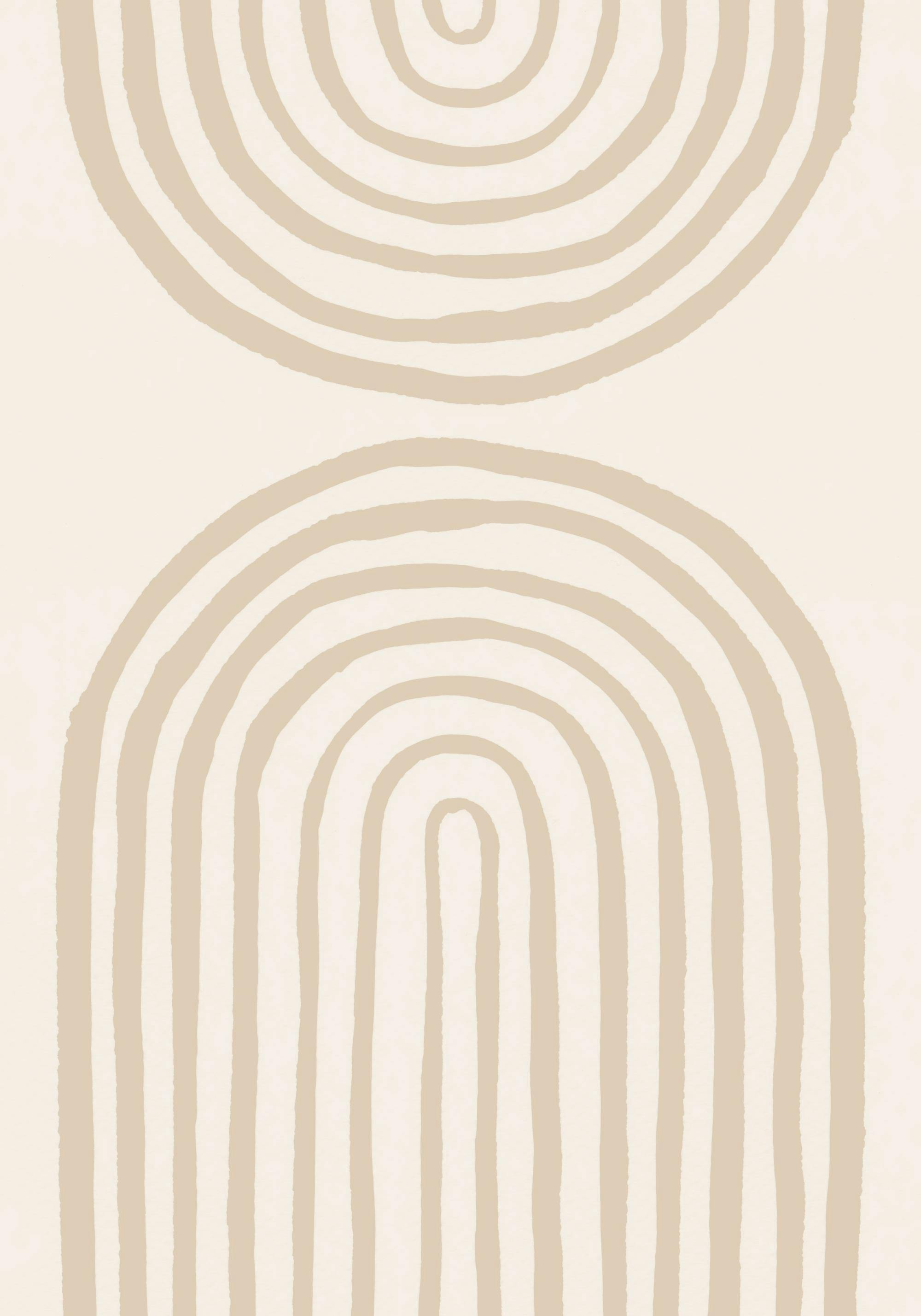 Affiche avec arches beiges peintes sur fond beige clair, style graphique moderne