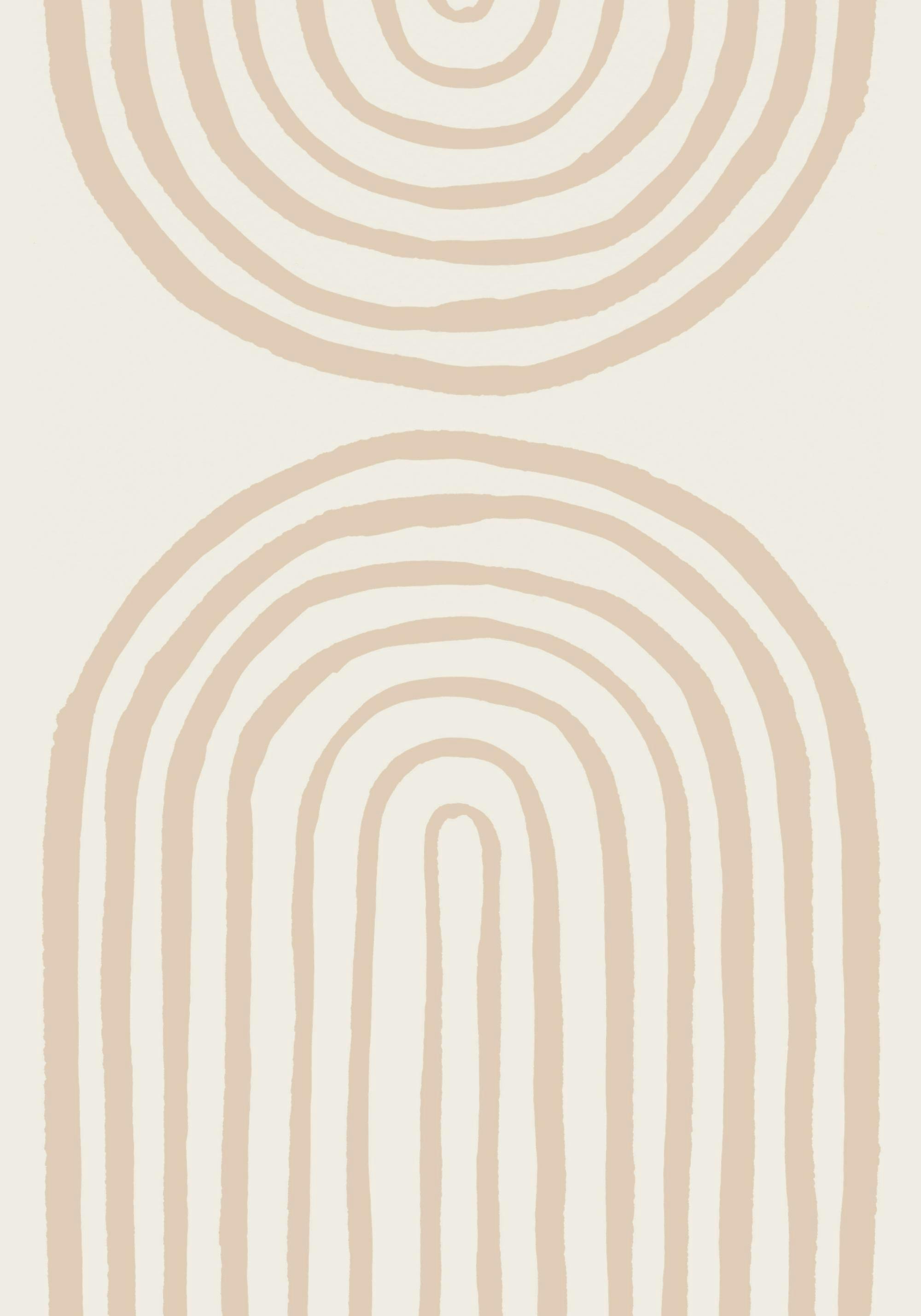 Graphic illustration of two painted beige arches on a light beige background, modern art style.